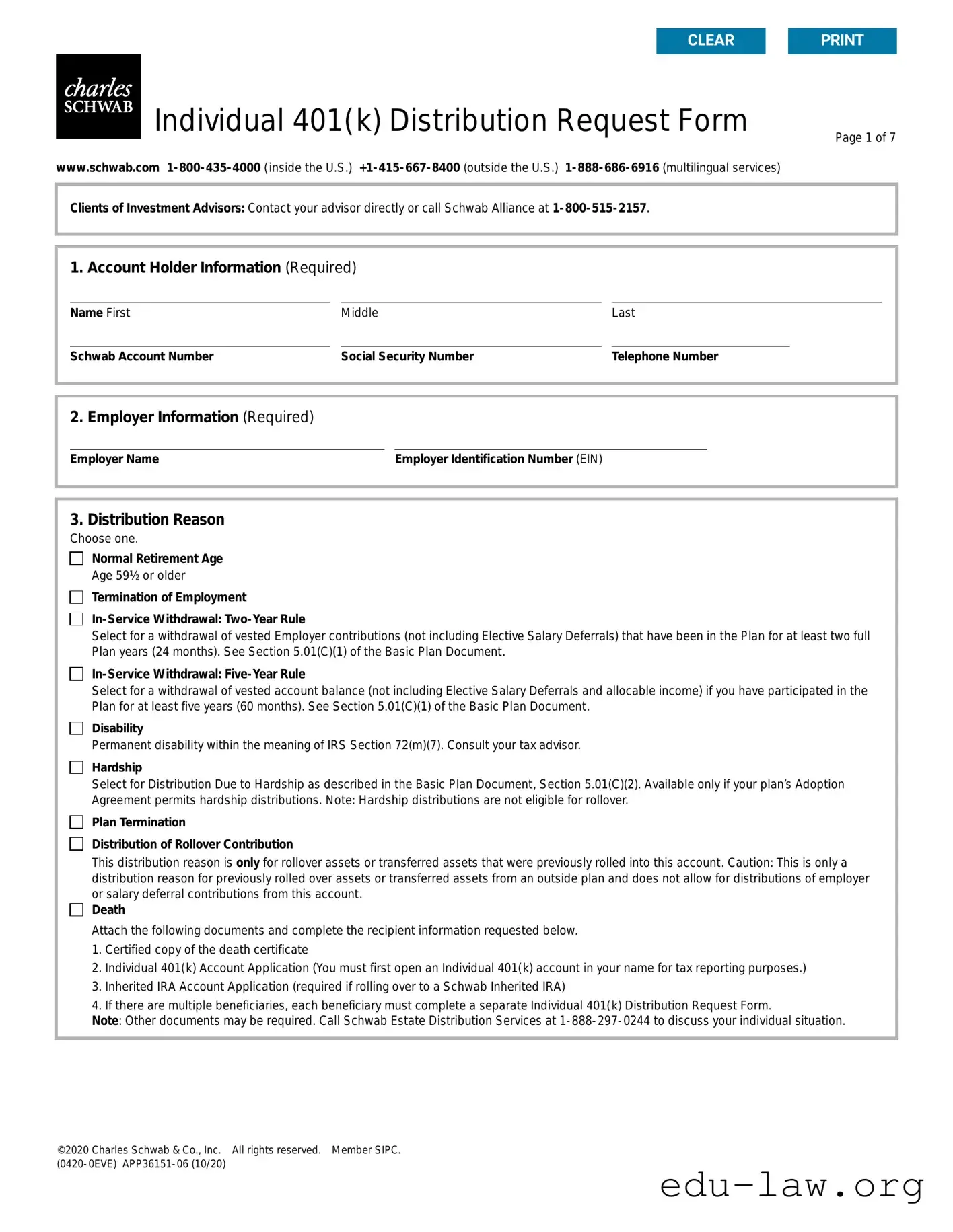 Fill in Your Charles 401K Distribution Template