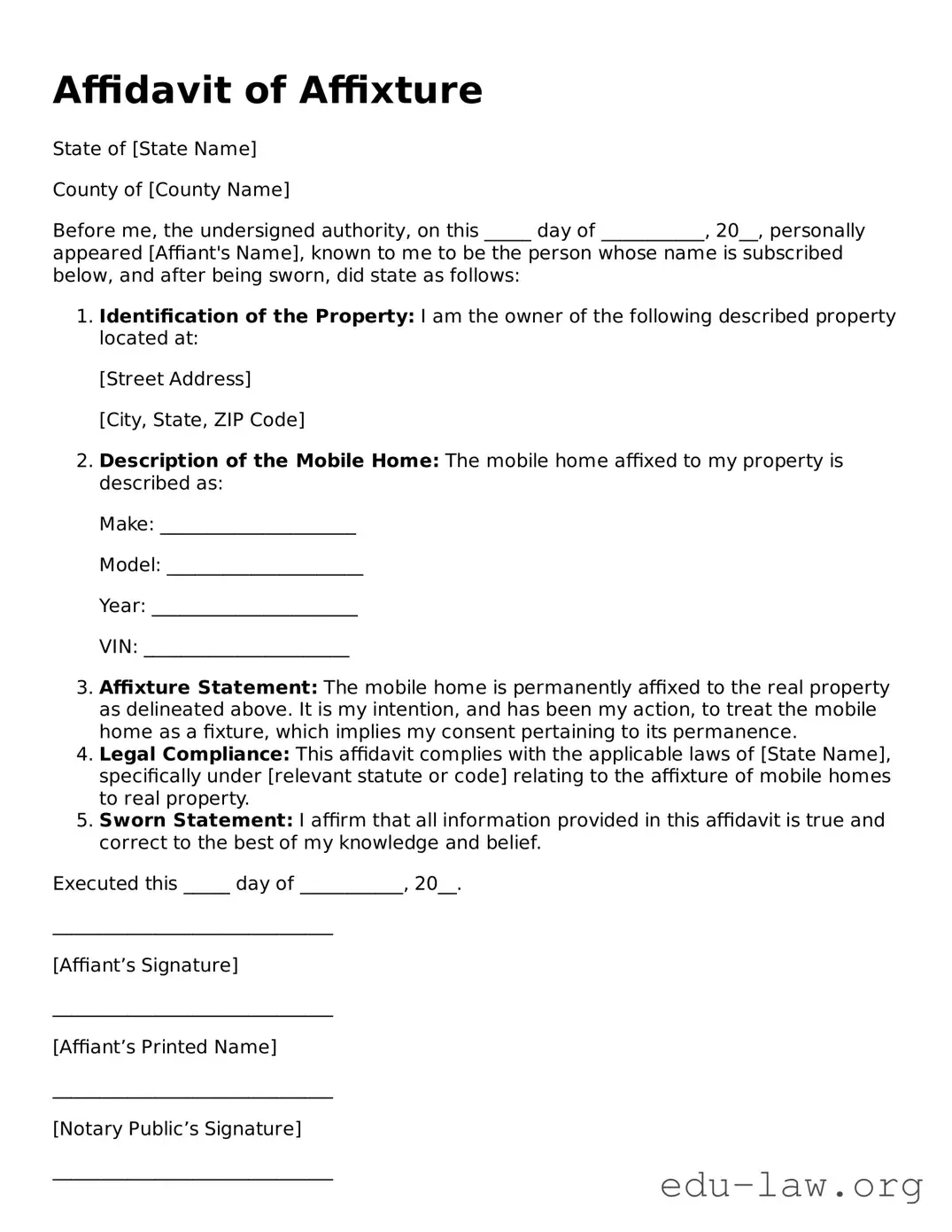 Affidavit of Affixture Template