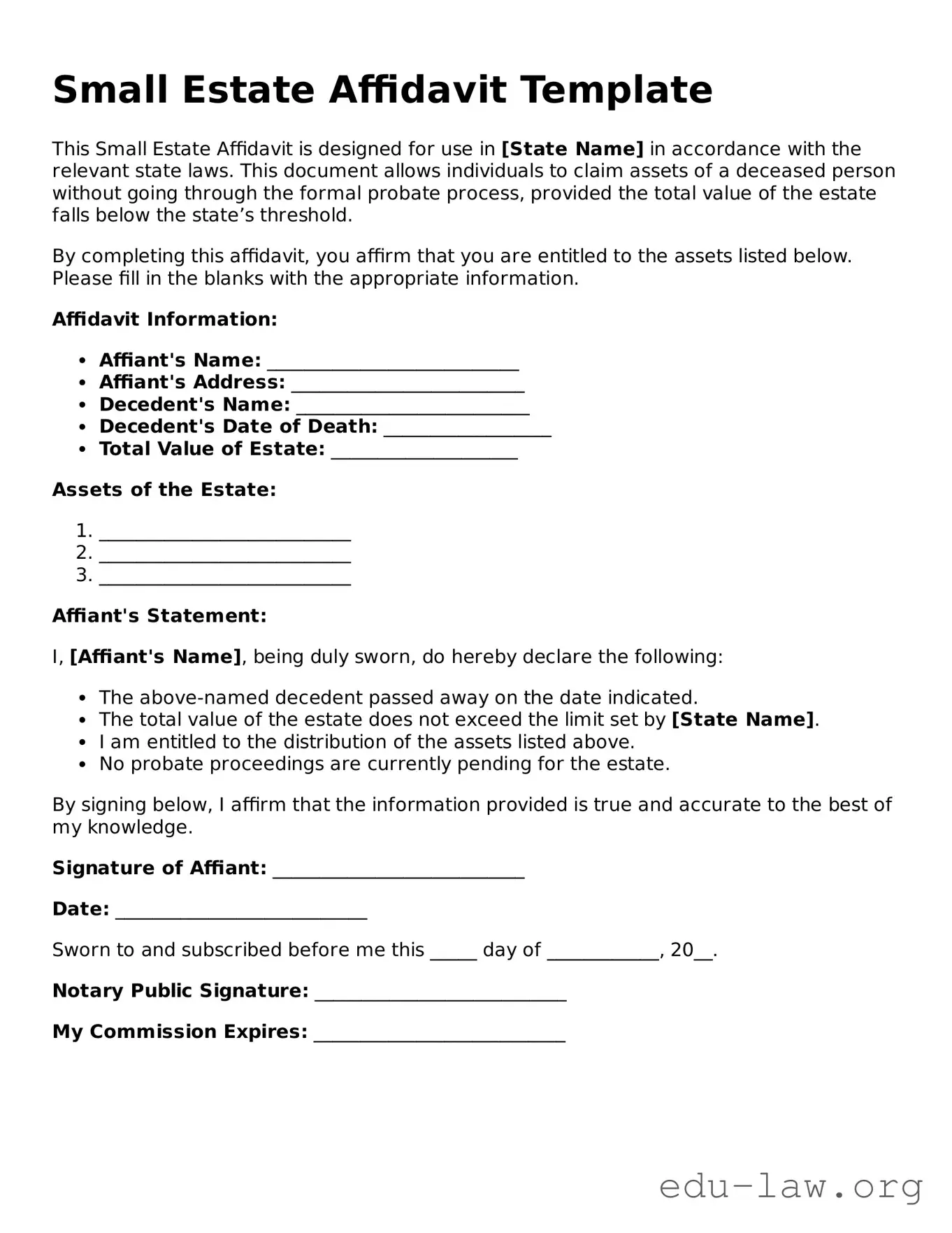 Small Estate Affidavit Template