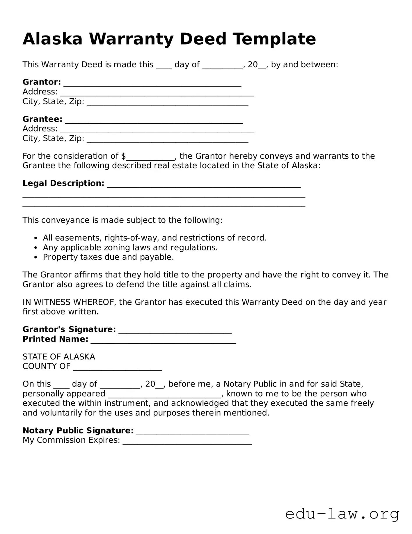 Legal  Deed Template for Alaska