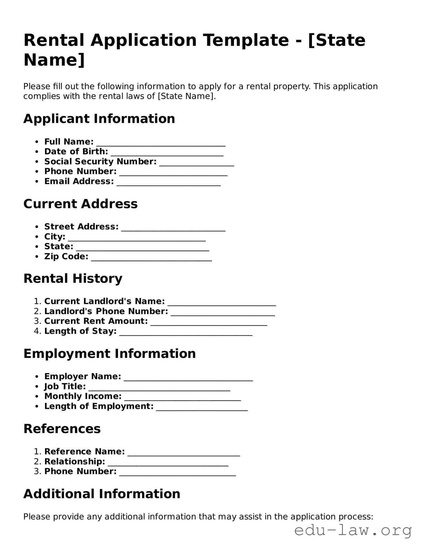 Rental Application Template