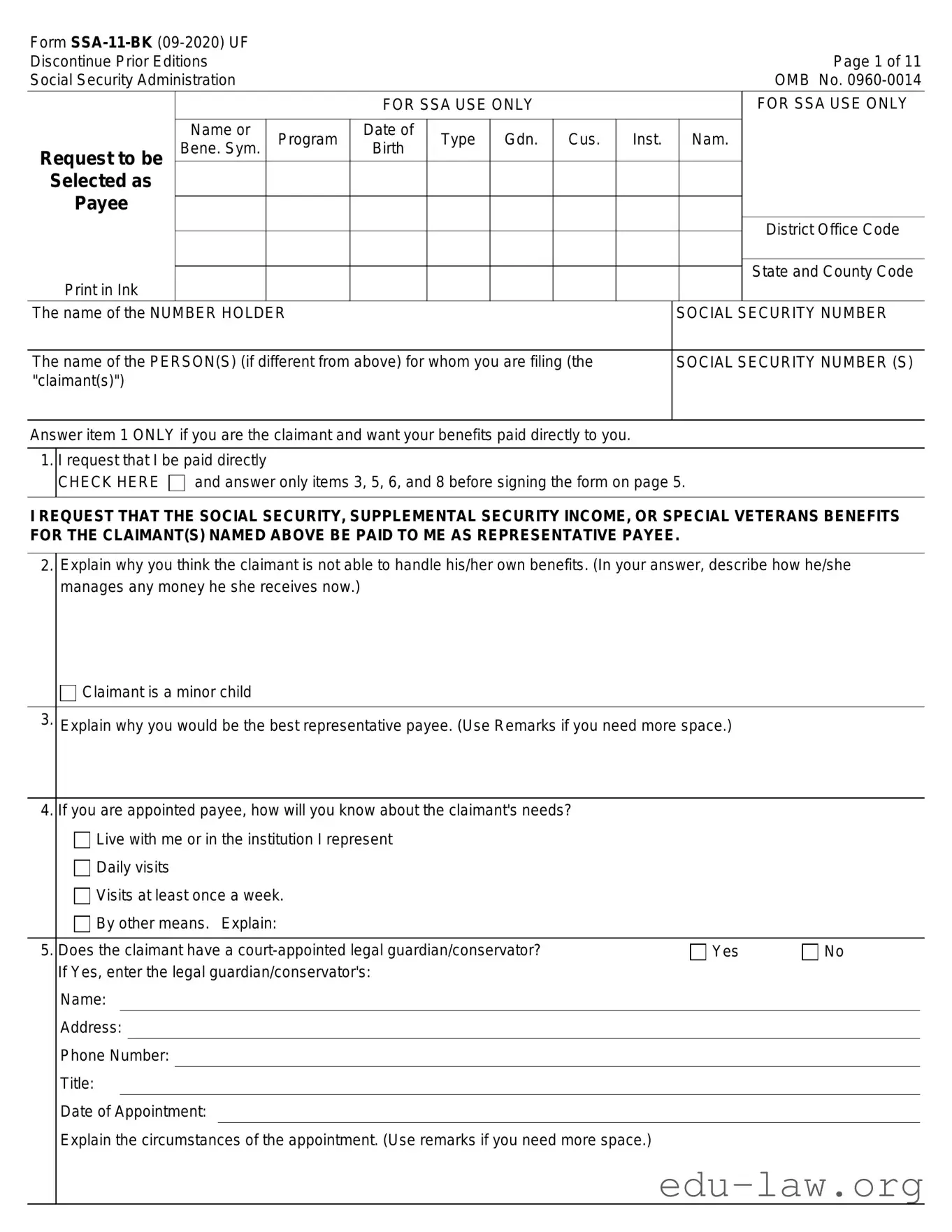 Fill in Your Ssa 11 Template