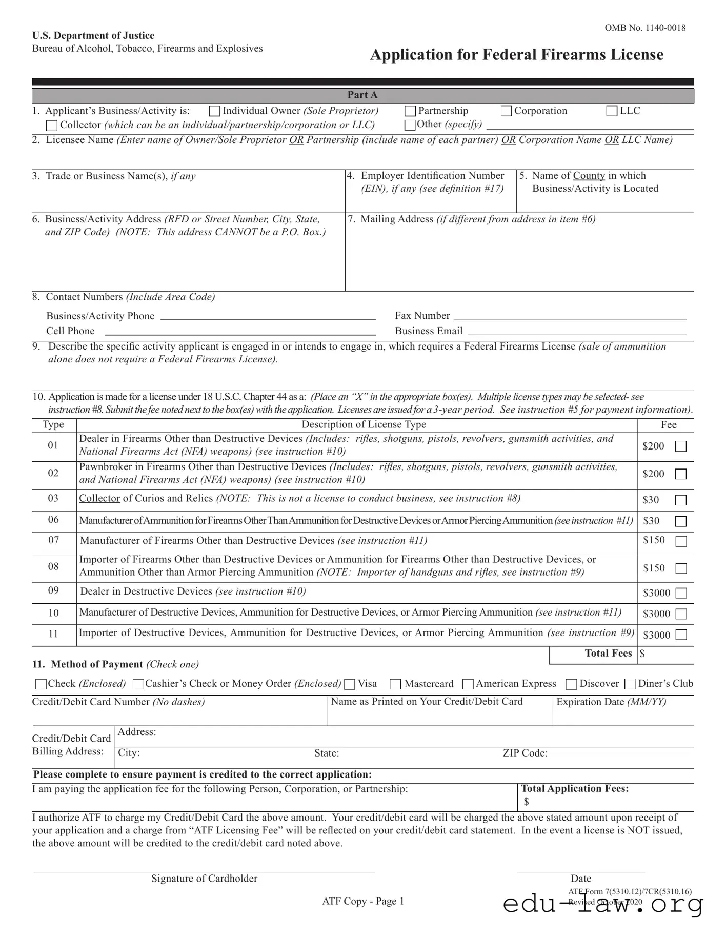 Fill in Your Federal Firearms License Application Template