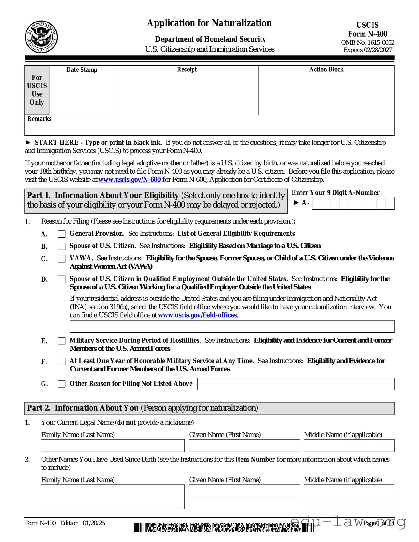 Fill in Your USCIS N-400 Template