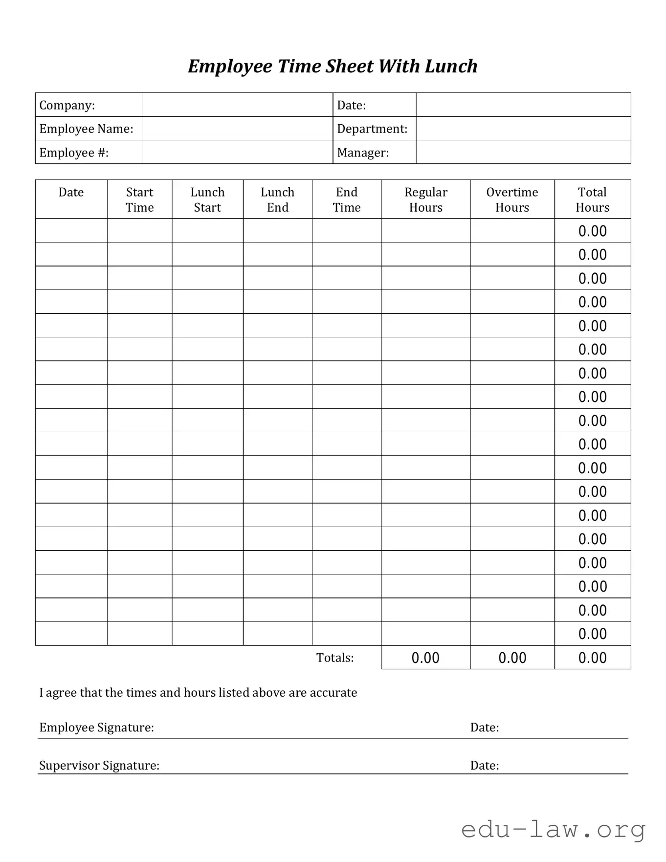 Fill in Your Time Card Template