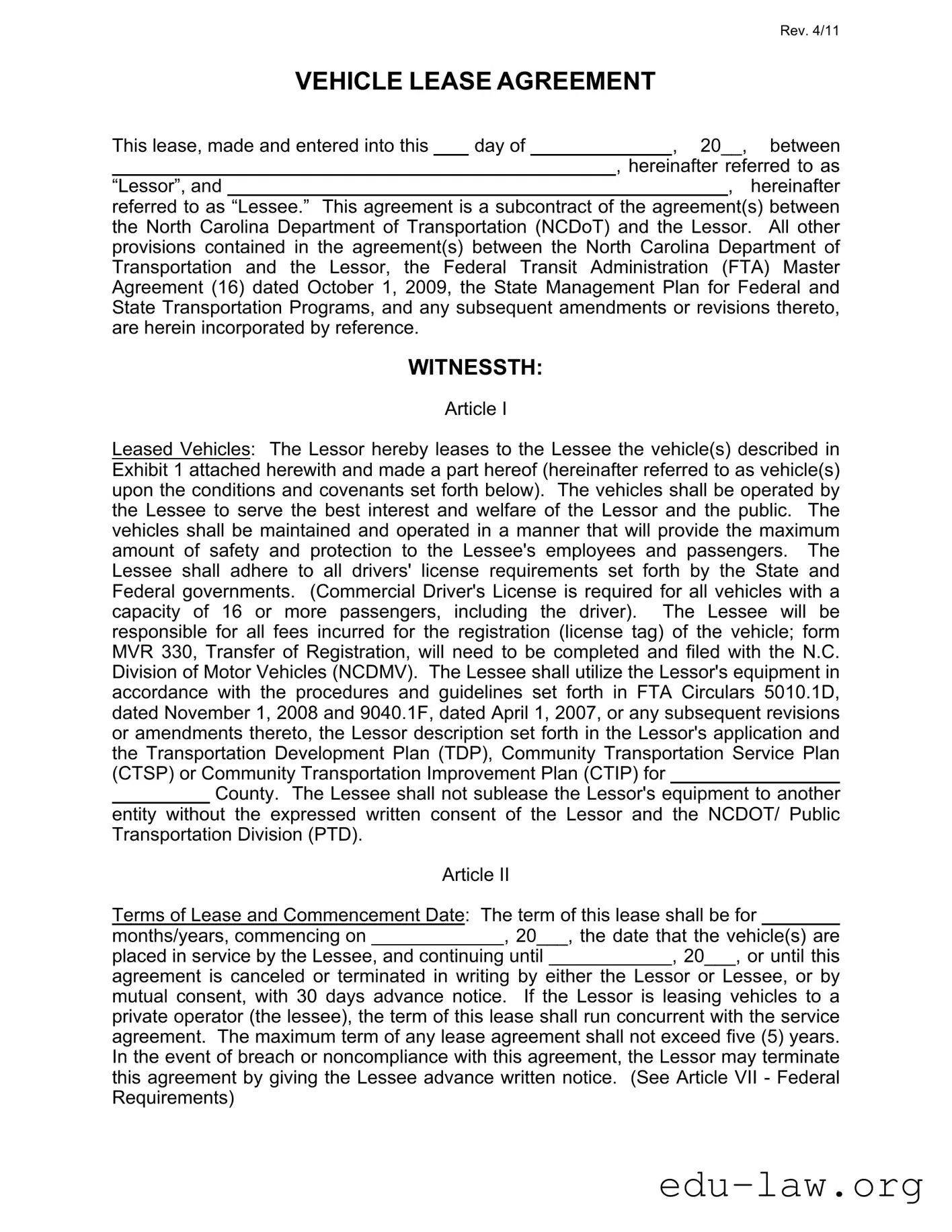 Fill in Your Commercial Vehicle Lease Agreement Template