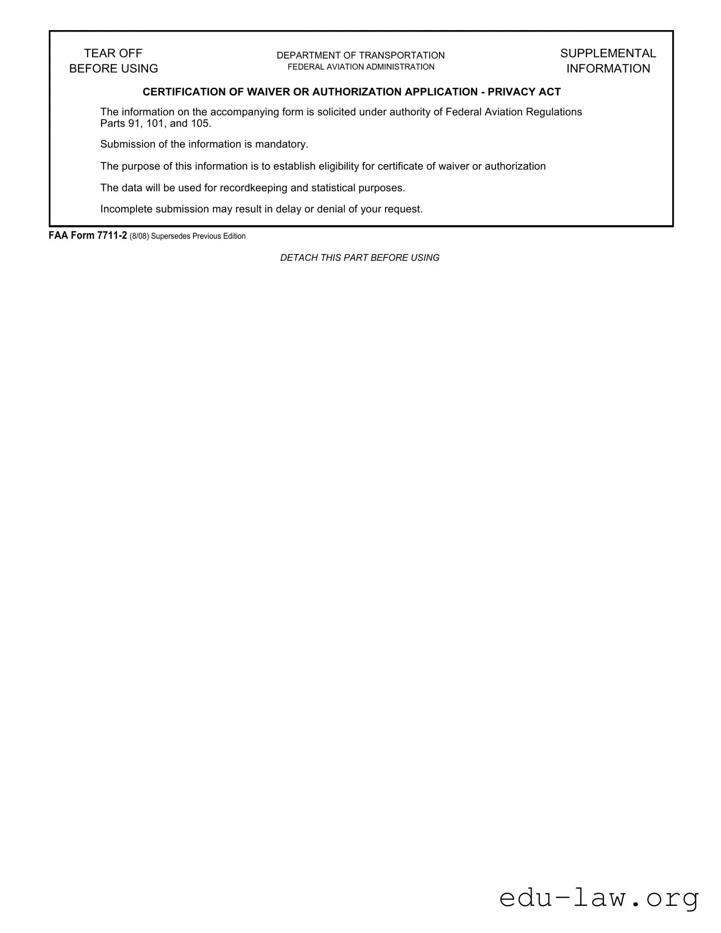 Fill in Your Faa 7711 2 Template