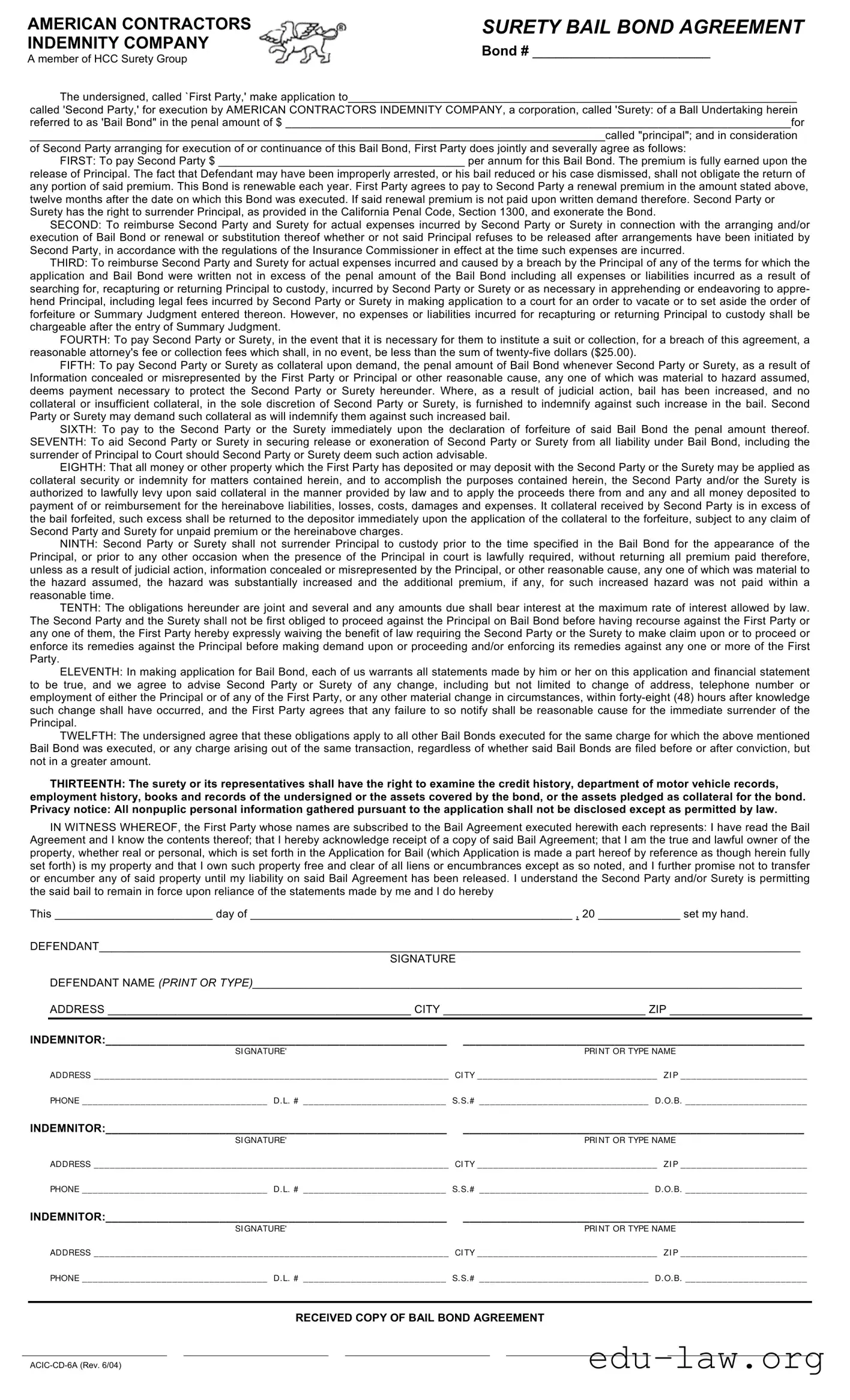 Fill in Your Bail Bond Release Paperwork Template