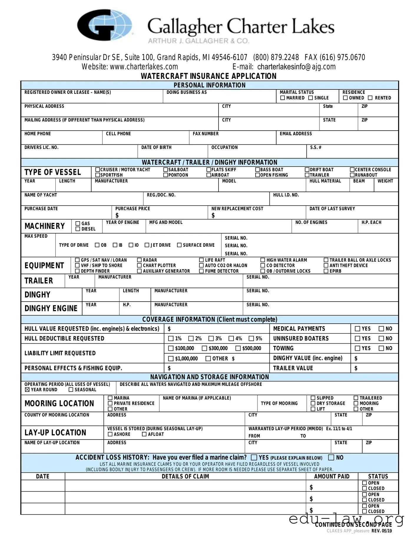 Fill in Your Charter Lakes Insurance Application Template