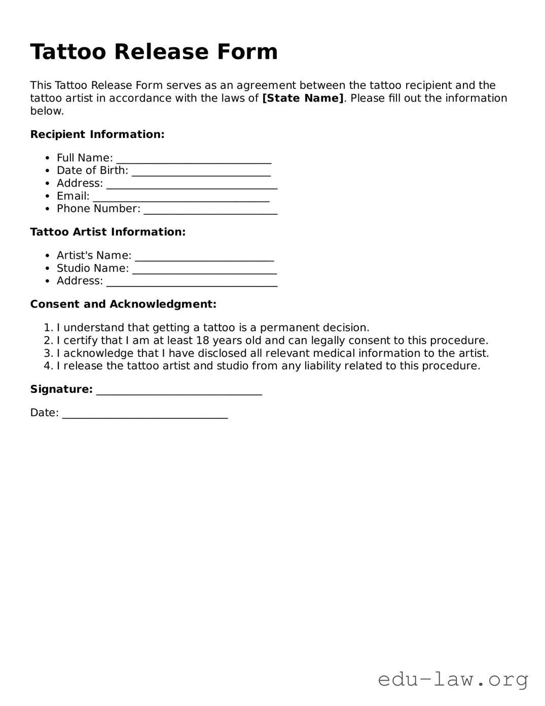 Tattoo Release Template