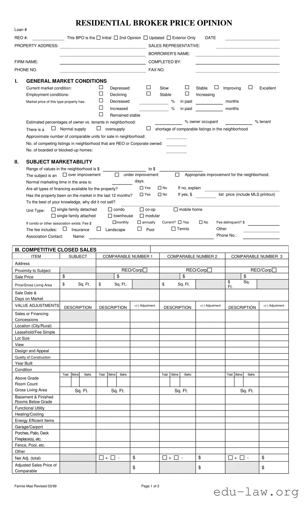 Fill in Your Broker Price Opinion Template