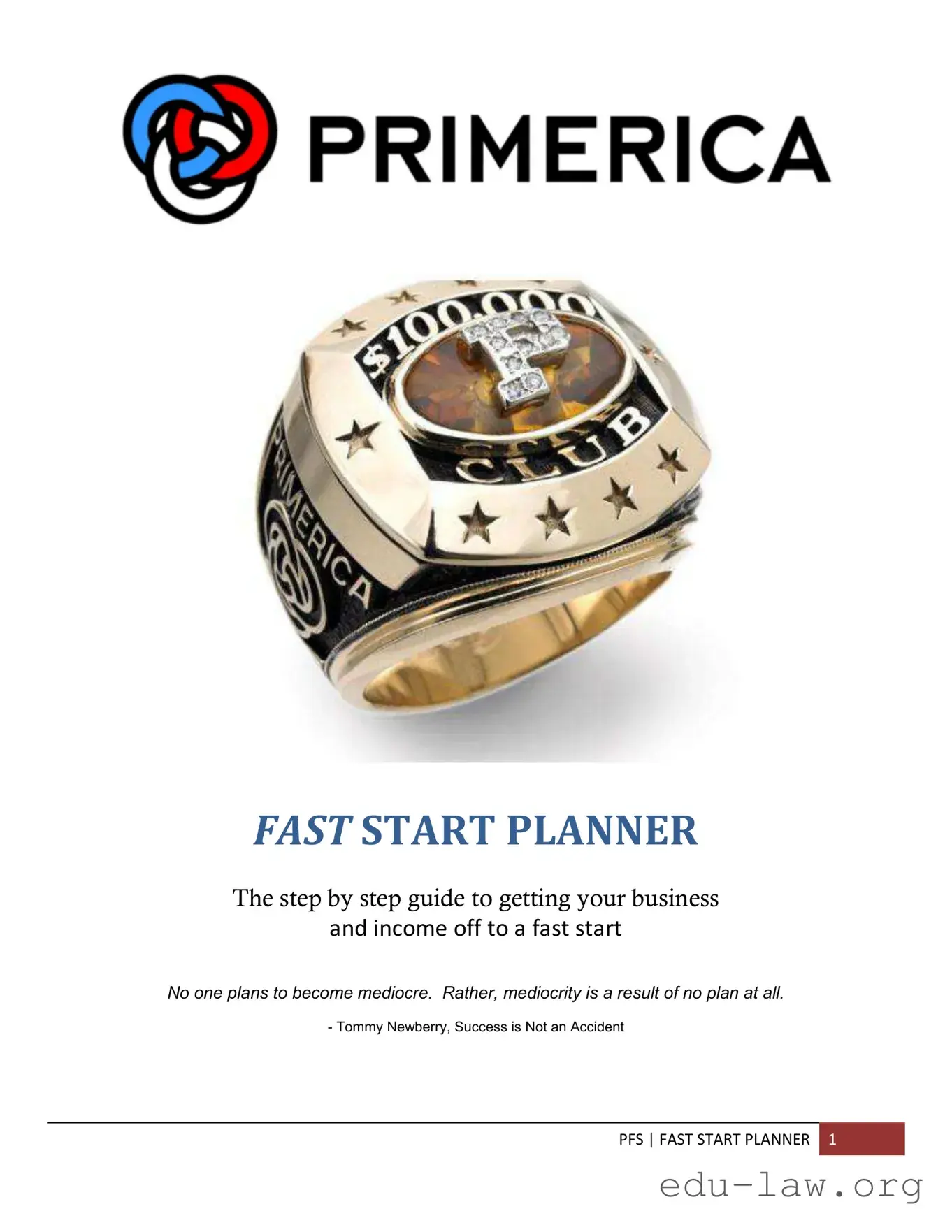 Fill in Your Primerica Fast Start Planner Template