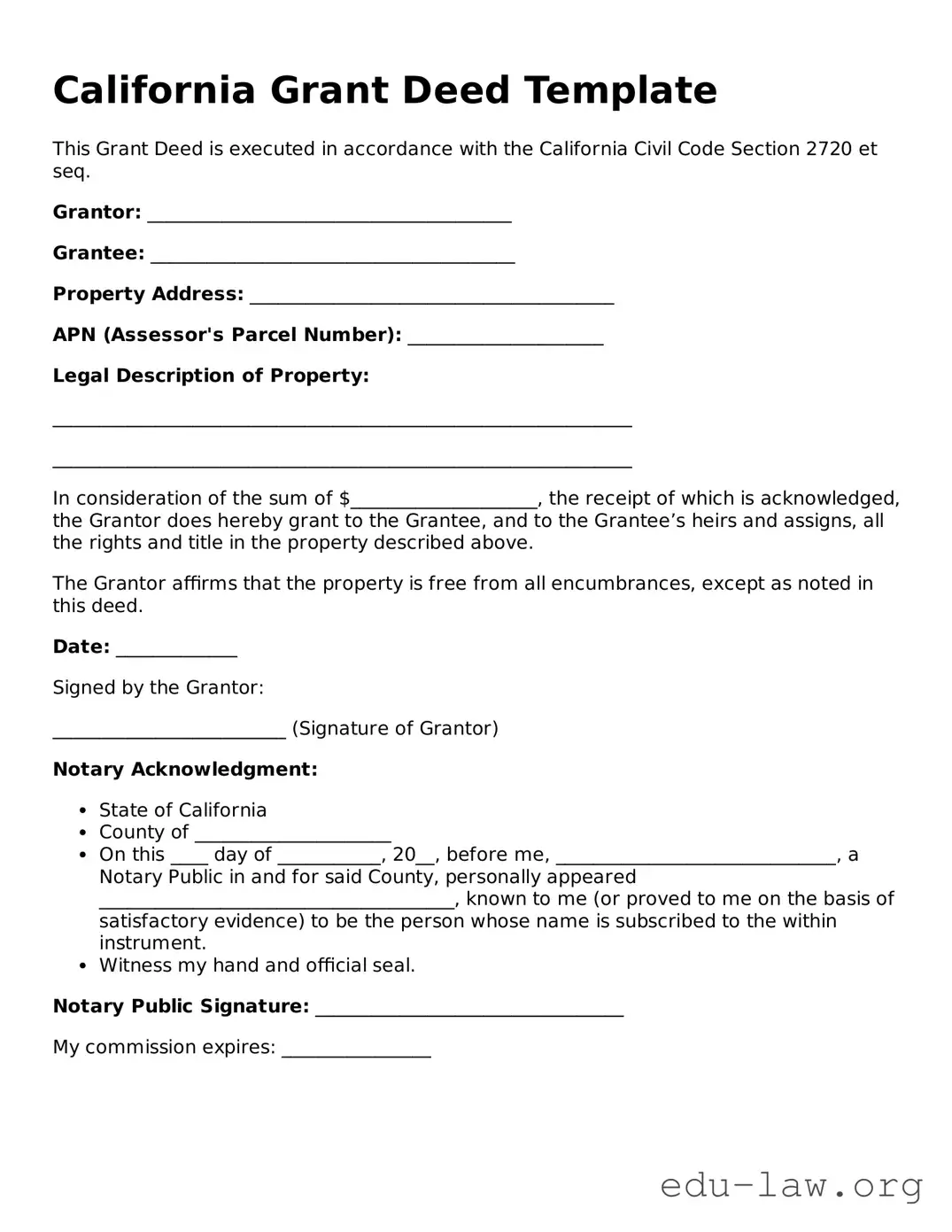 Legal  Deed Template for California