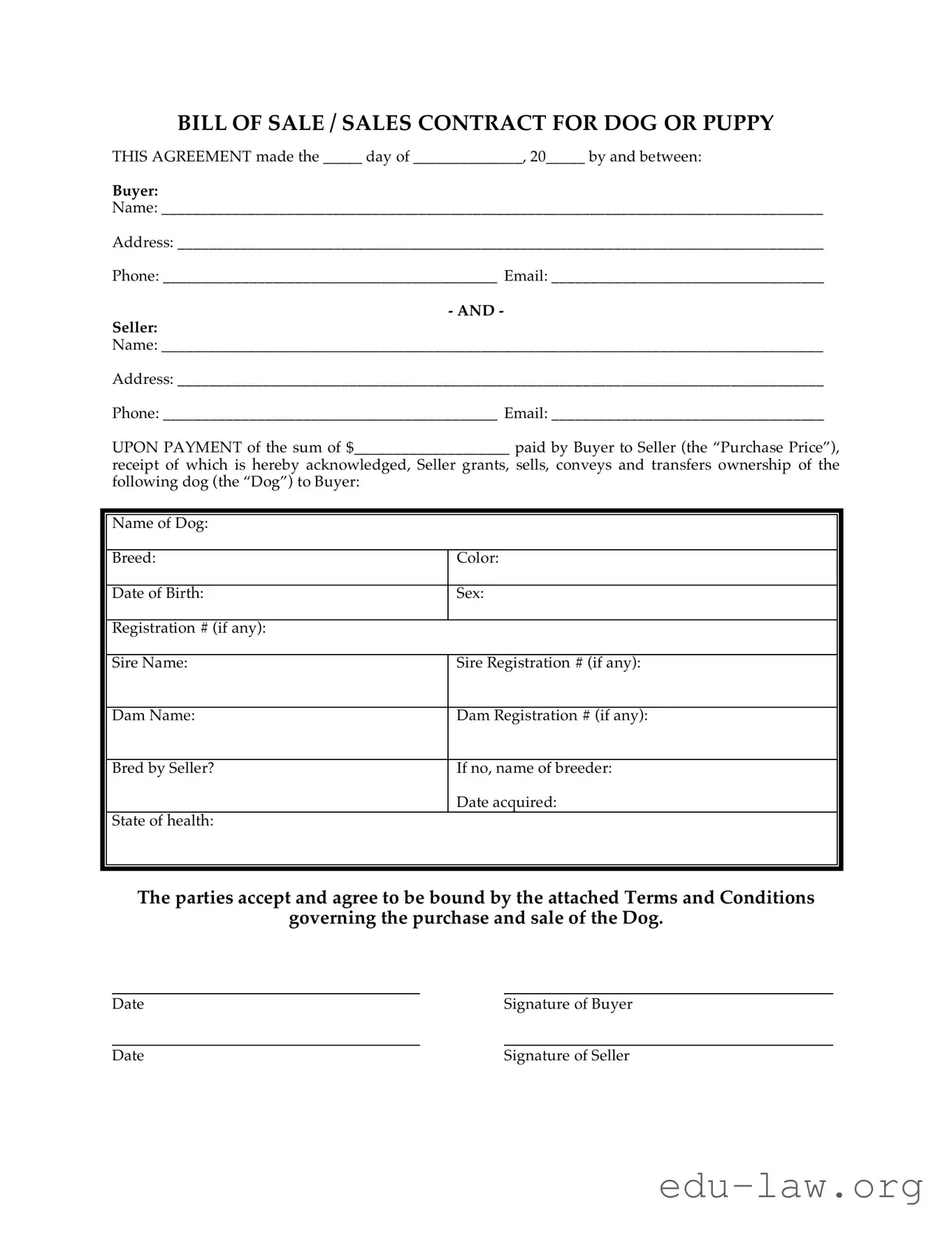 Fill in Your Puppy Contract Template