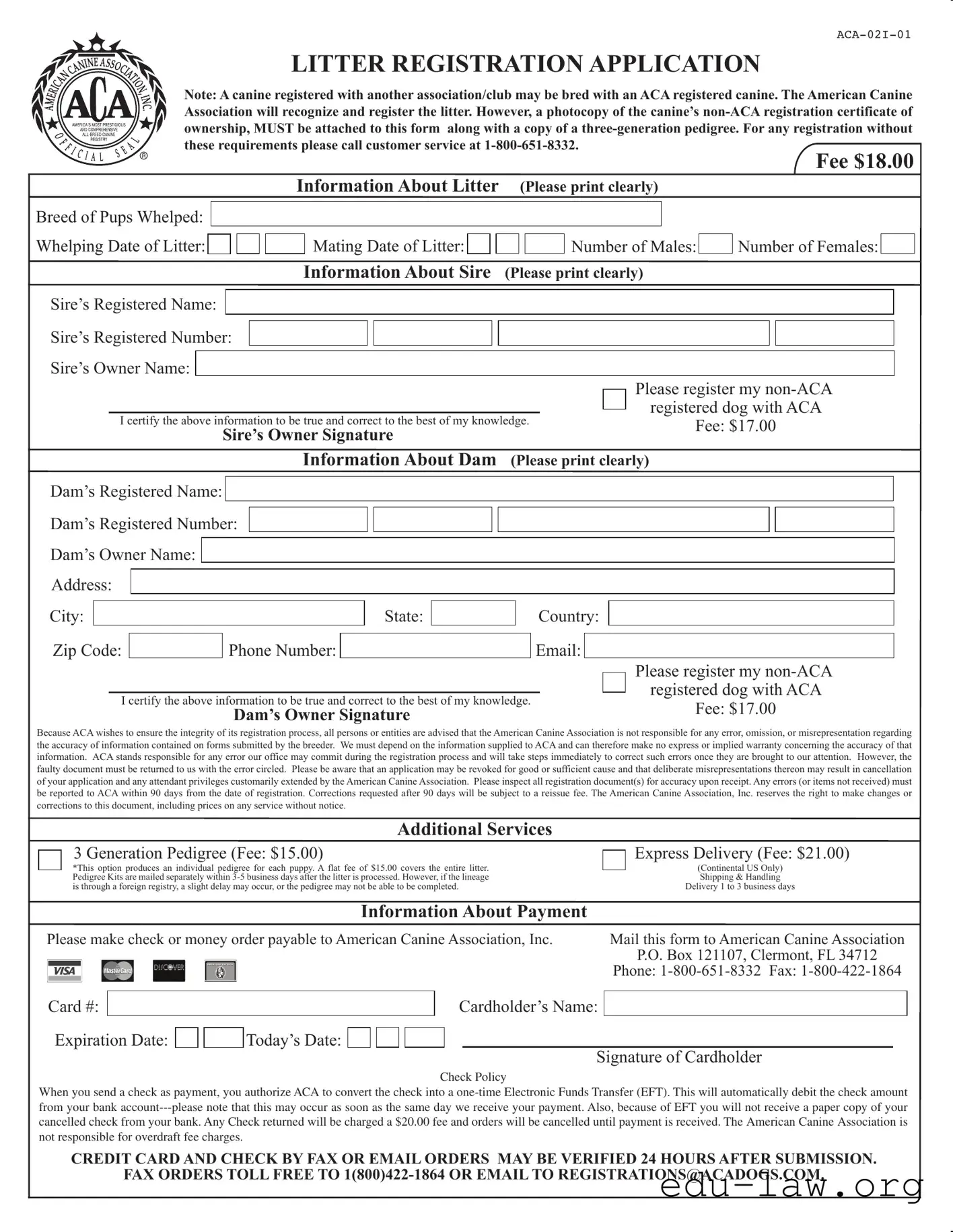 Fill in Your Aca Litter Registration Template