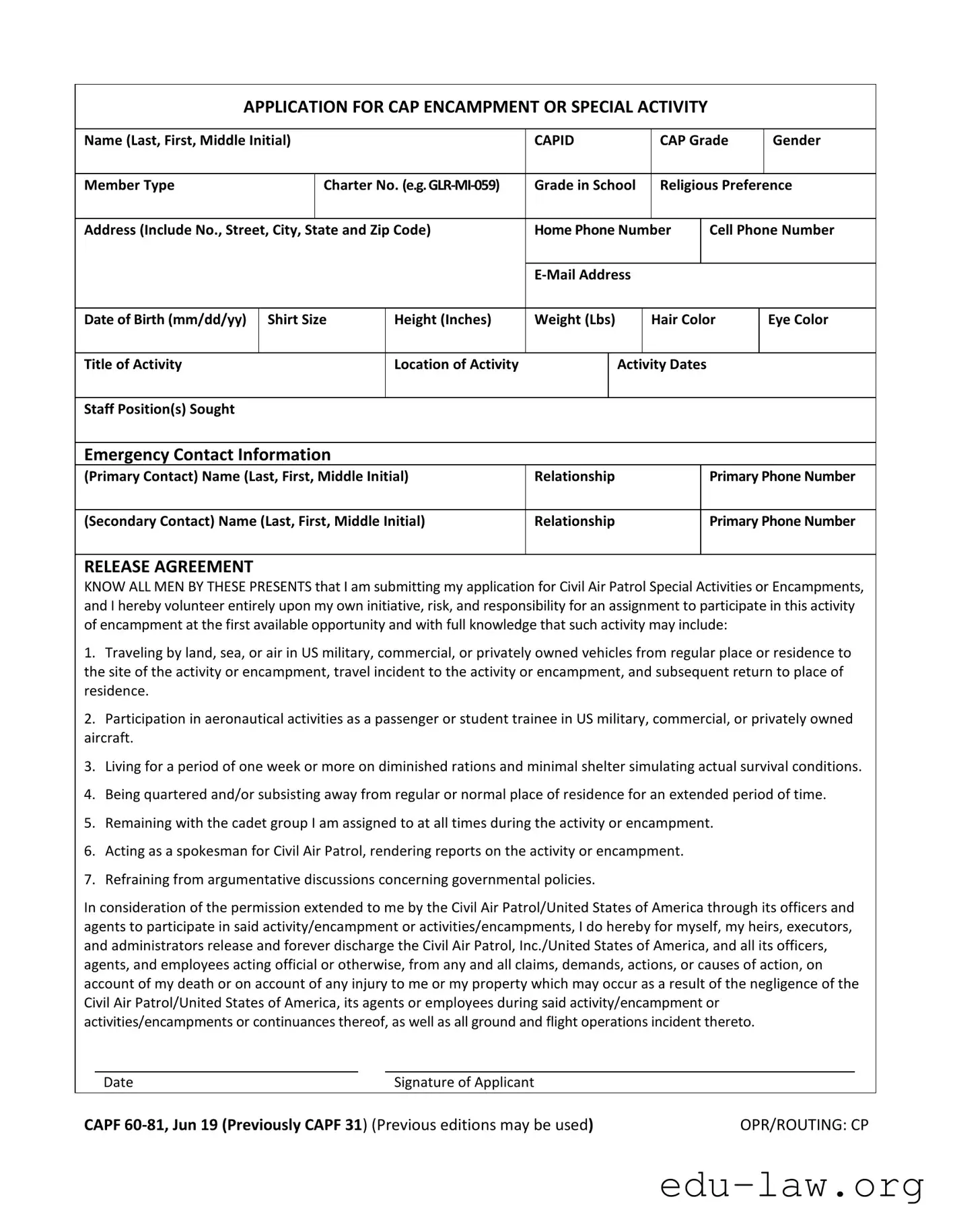 Fill in Your Cap 31 Template