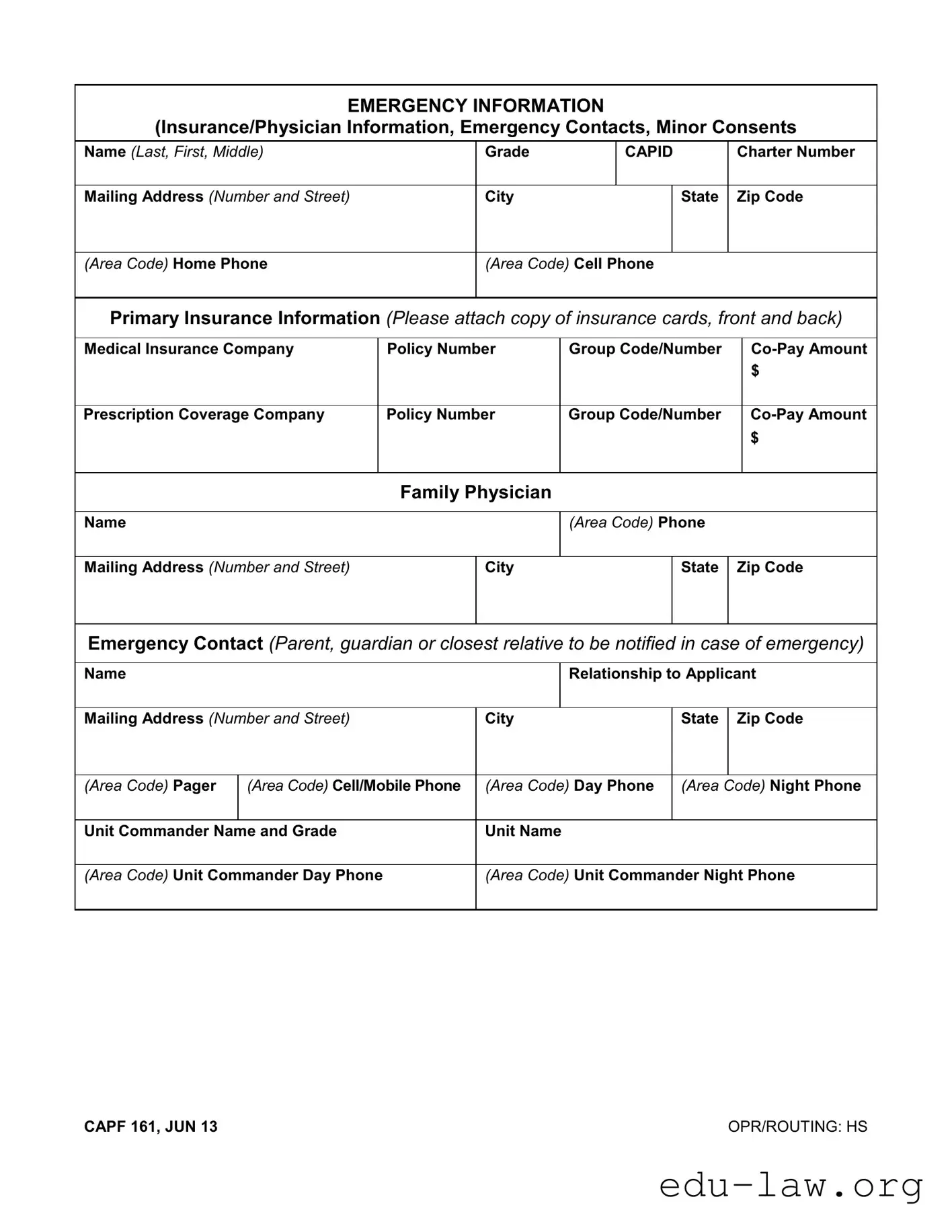 Fill in Your Capf 161 Template