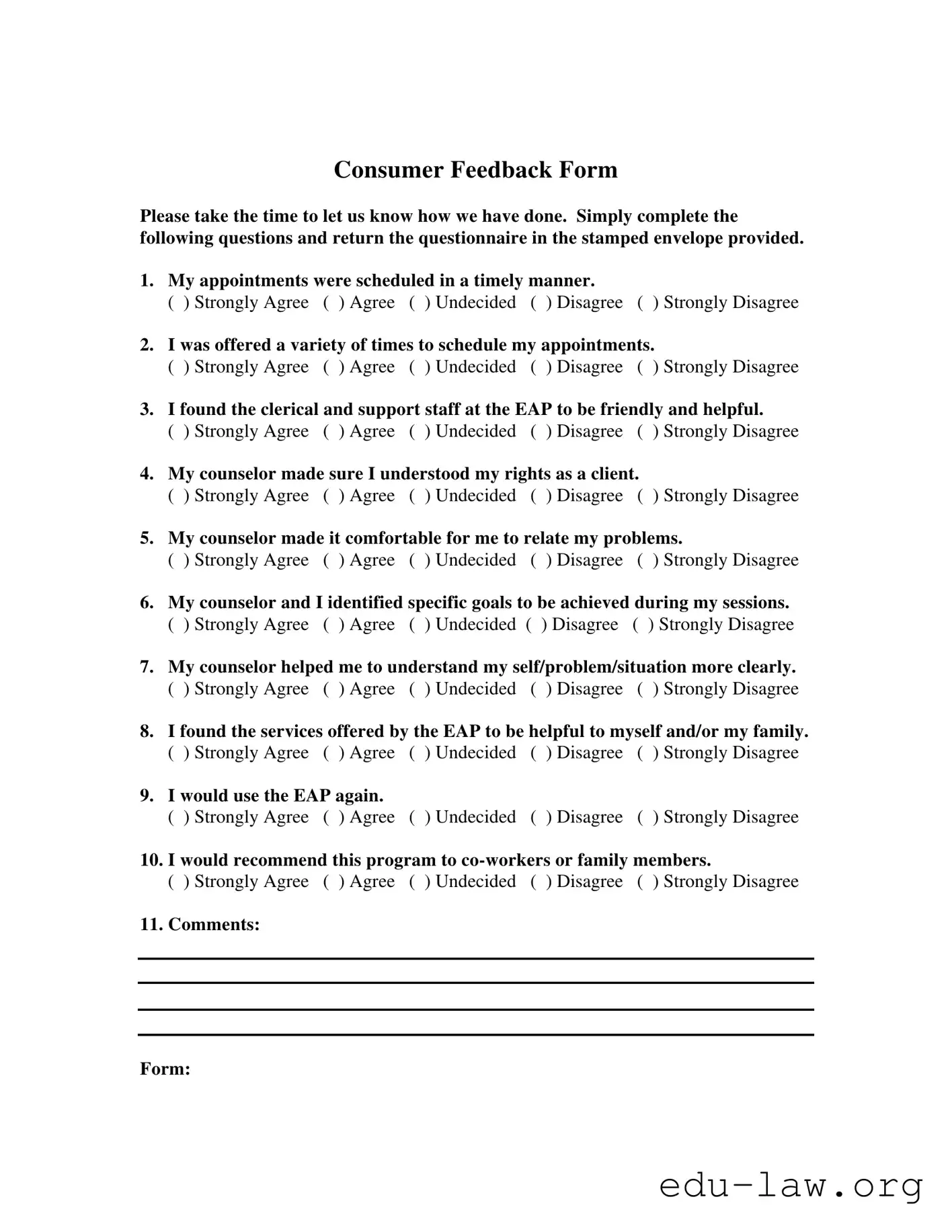 Fill in Your Client Feedback Template
