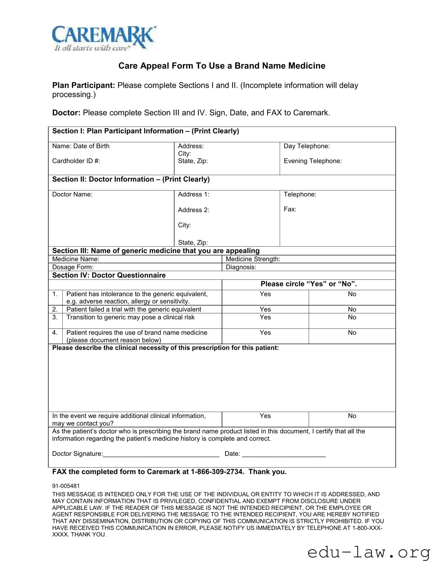 Fill in Your Caremark Appeal Template