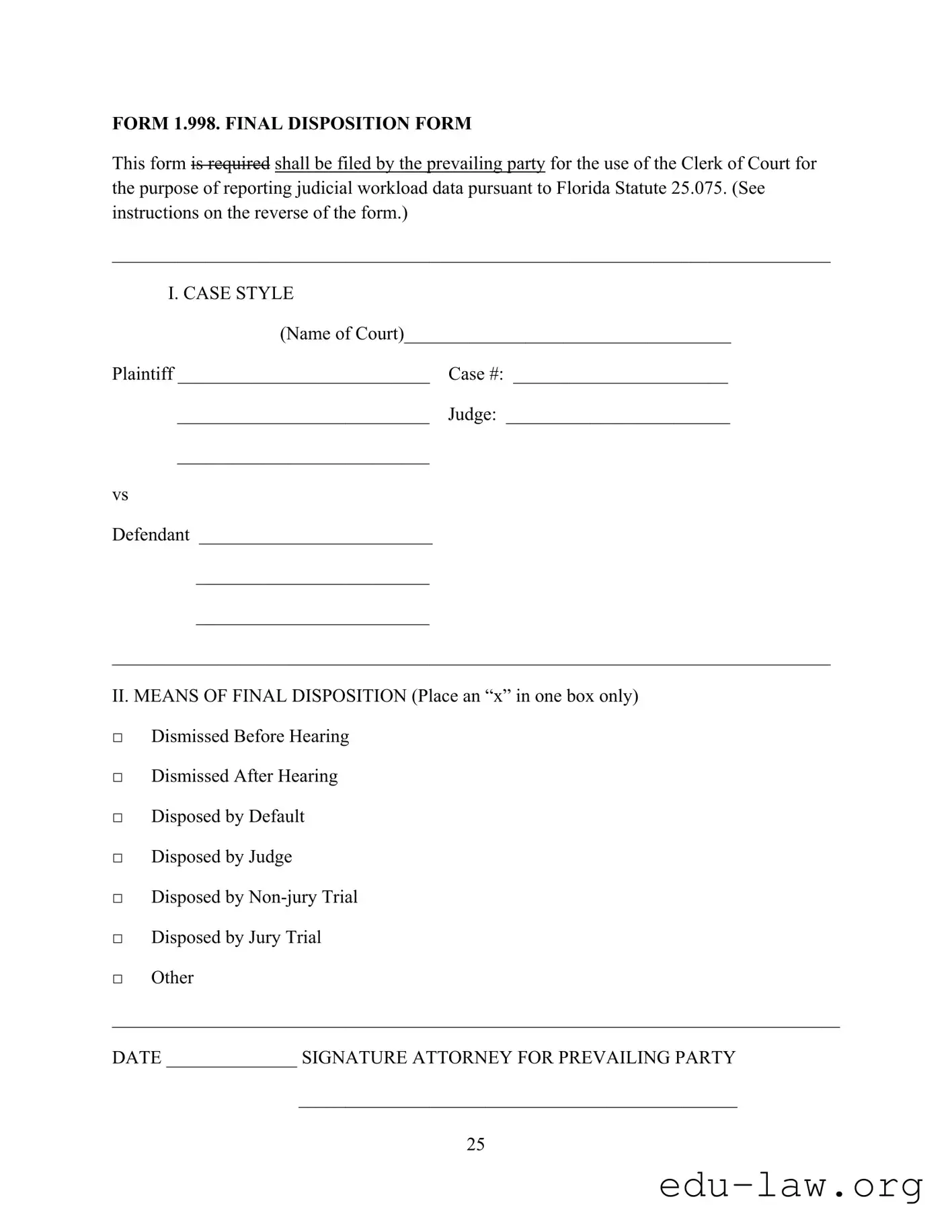 Fill in Your Final Disposition Template