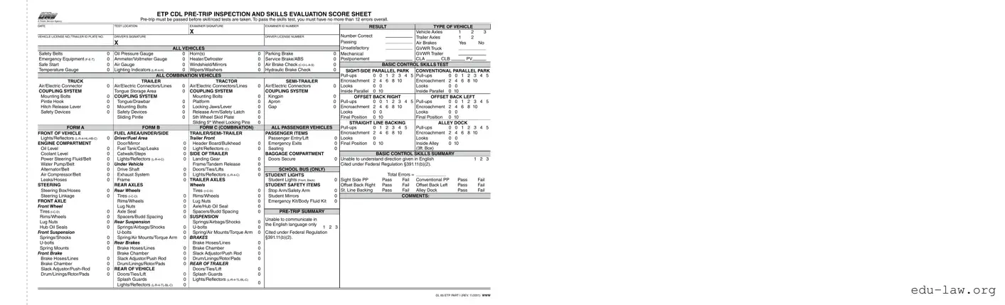 Fill in Your Cdl Pretrip Exam Template
