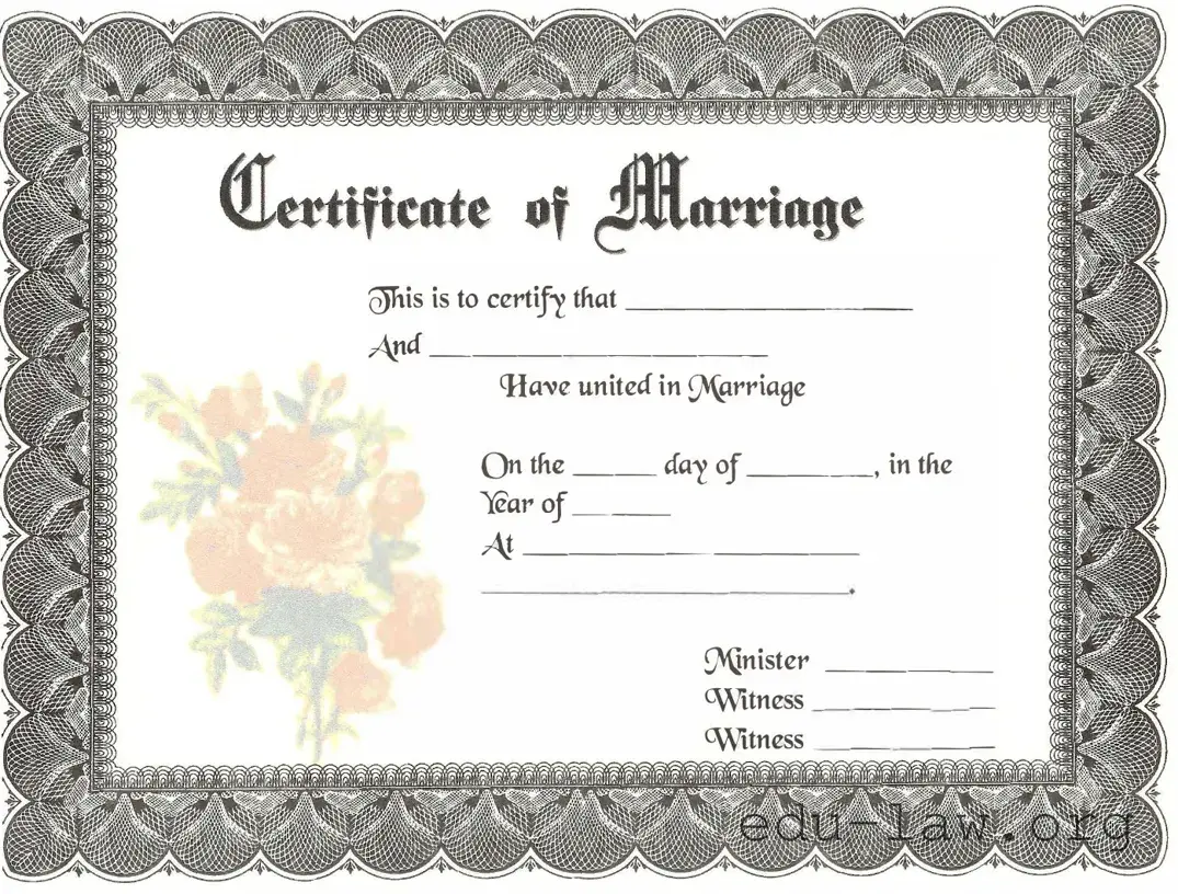 Fill in Your Marriage Certificate Template