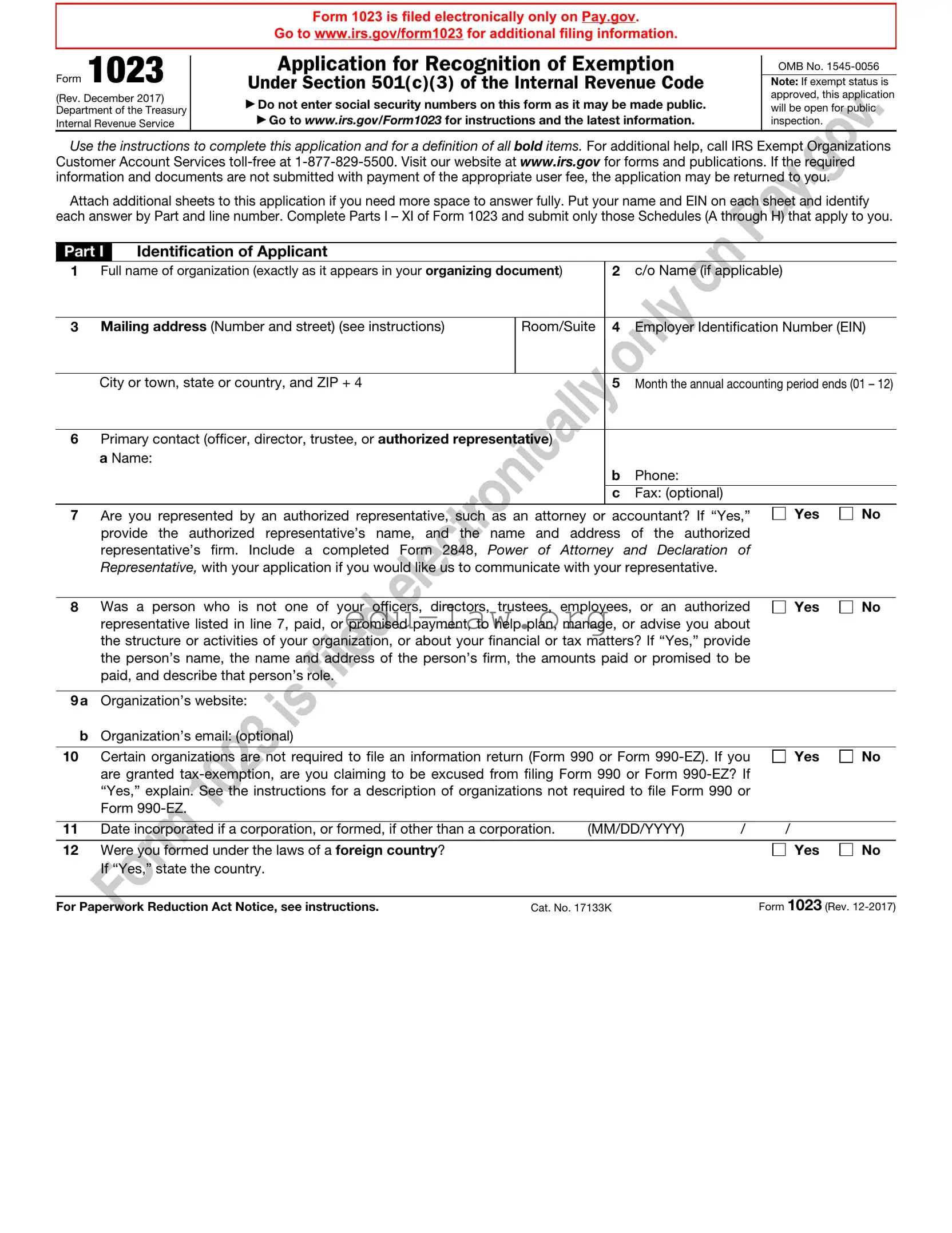 Fill in Your IRS 1023 Template