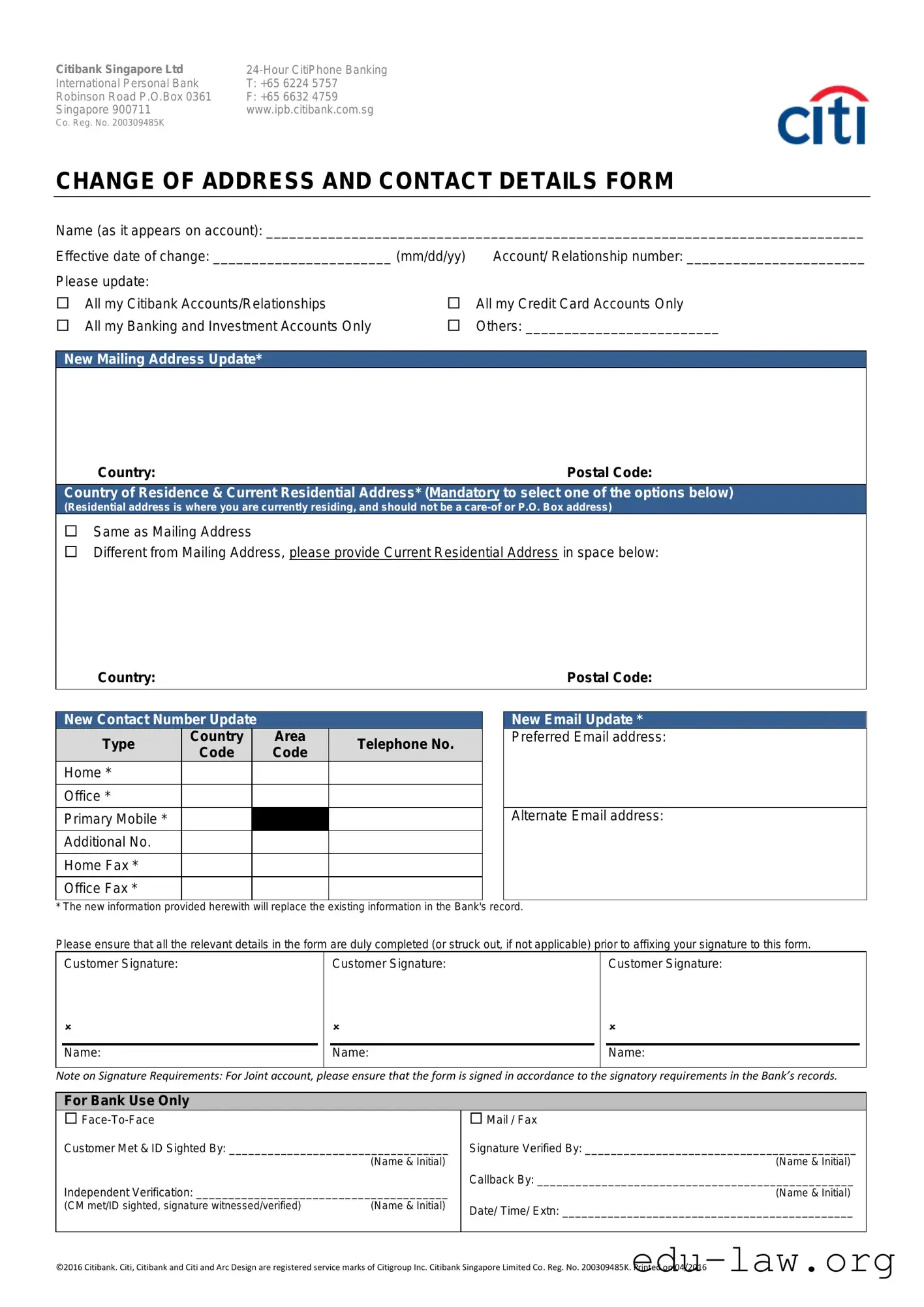 Fill in Your Citibank Credit Card Address Change Template