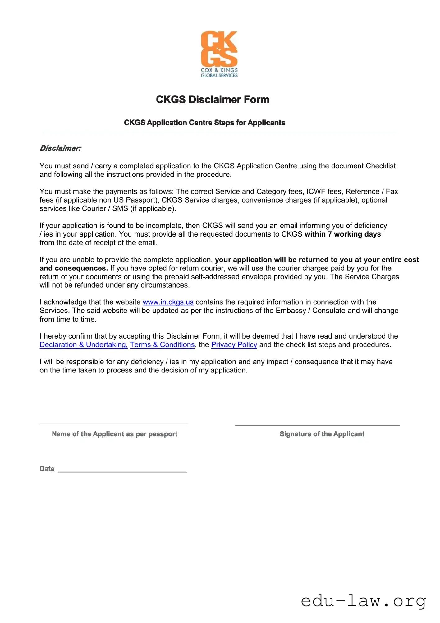 Fill in Your Ckgs Disclaimer Template