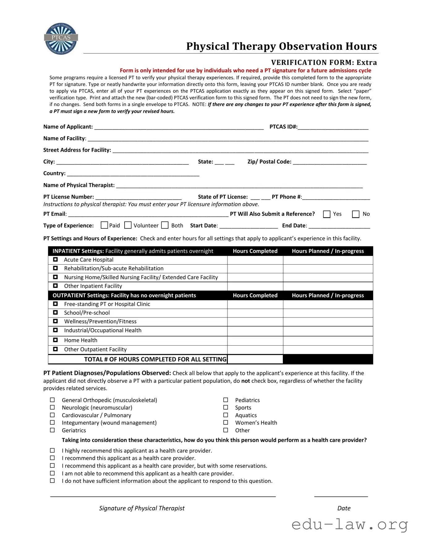 Fill in Your Ptcas Template