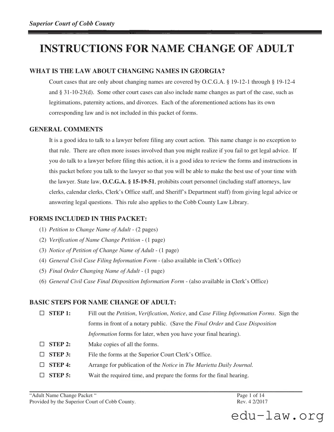 Fill in Your Cobb Name Change Template