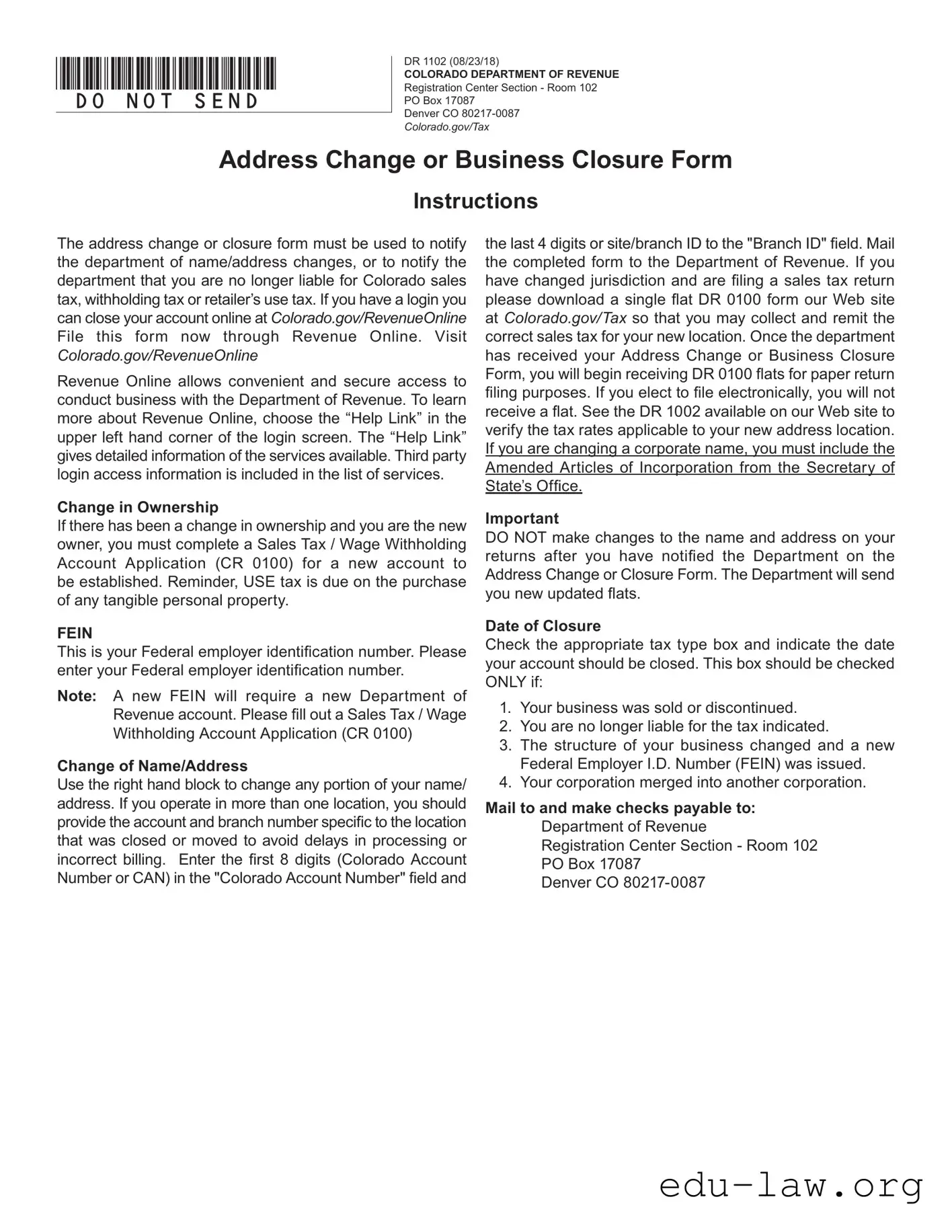 Fill in Your Colorado Dr 1102 Template