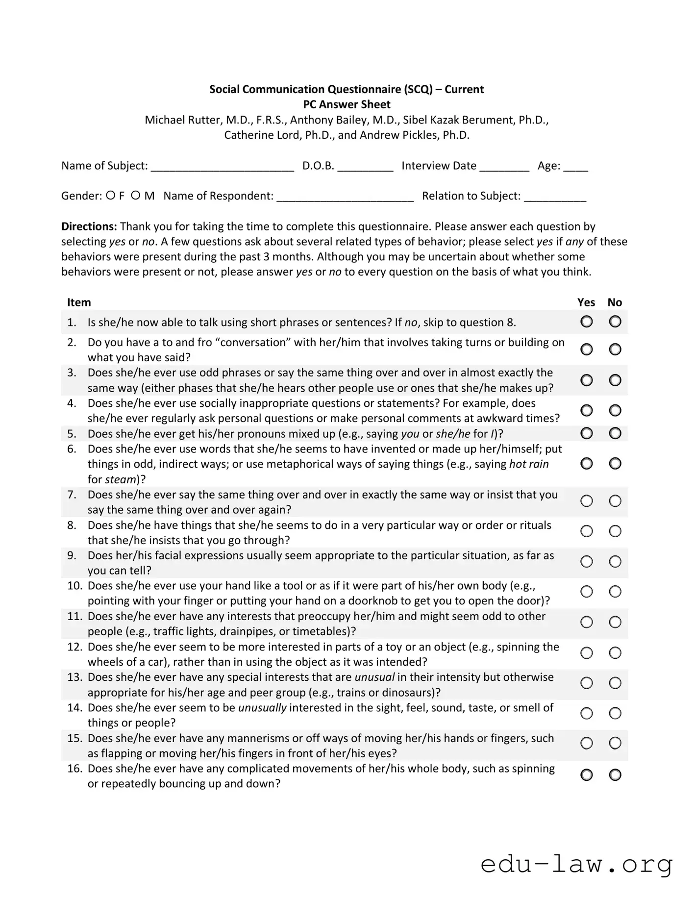 Fill in Your Communication Questionnaire Template