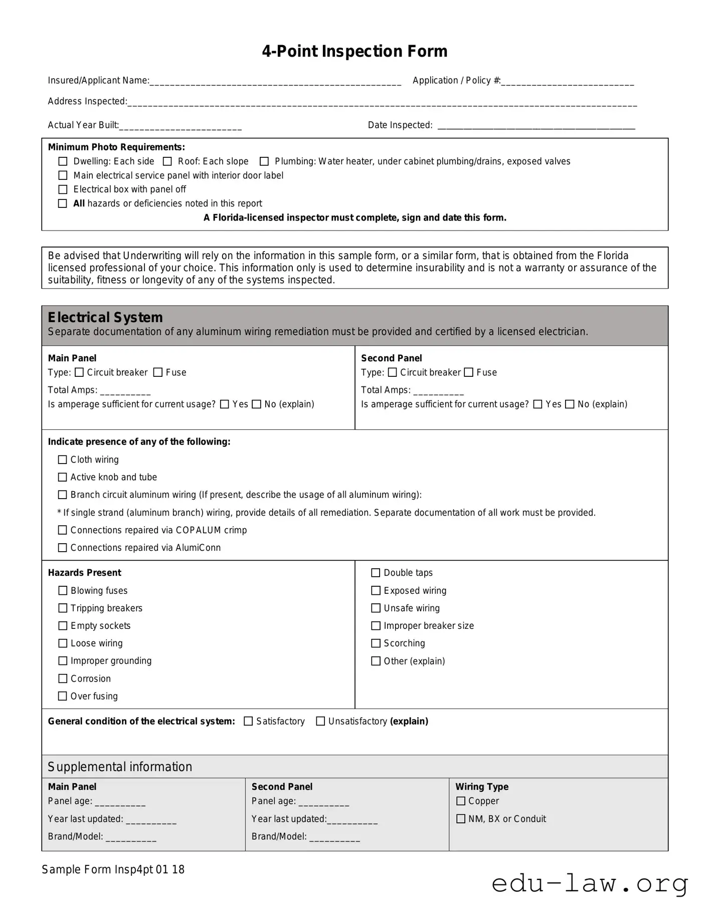 Fill in Your 4 Point Inspection Template