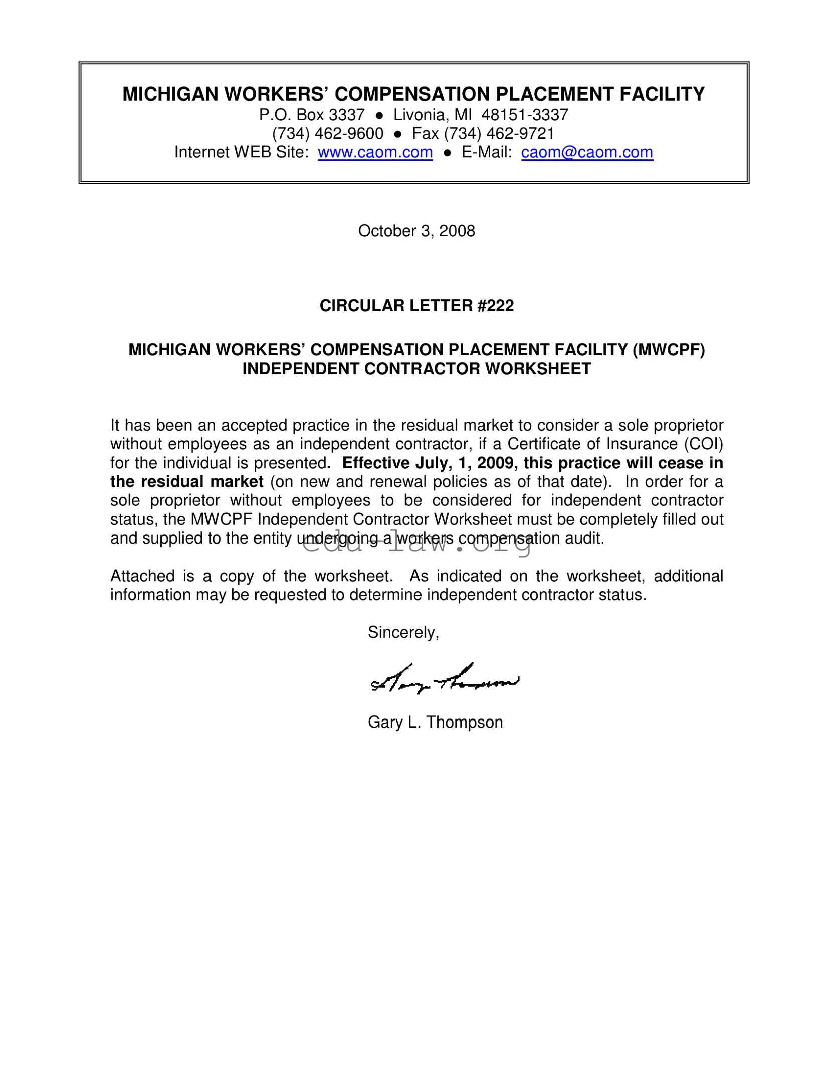 Fill in Your Michigan Workers Independent Contractor Worksheet Template