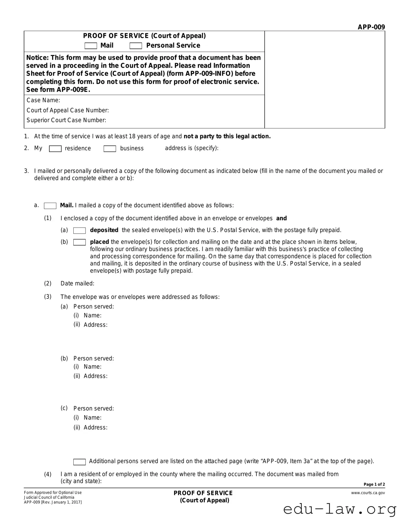 Fill in Your Court Proof Service Template
