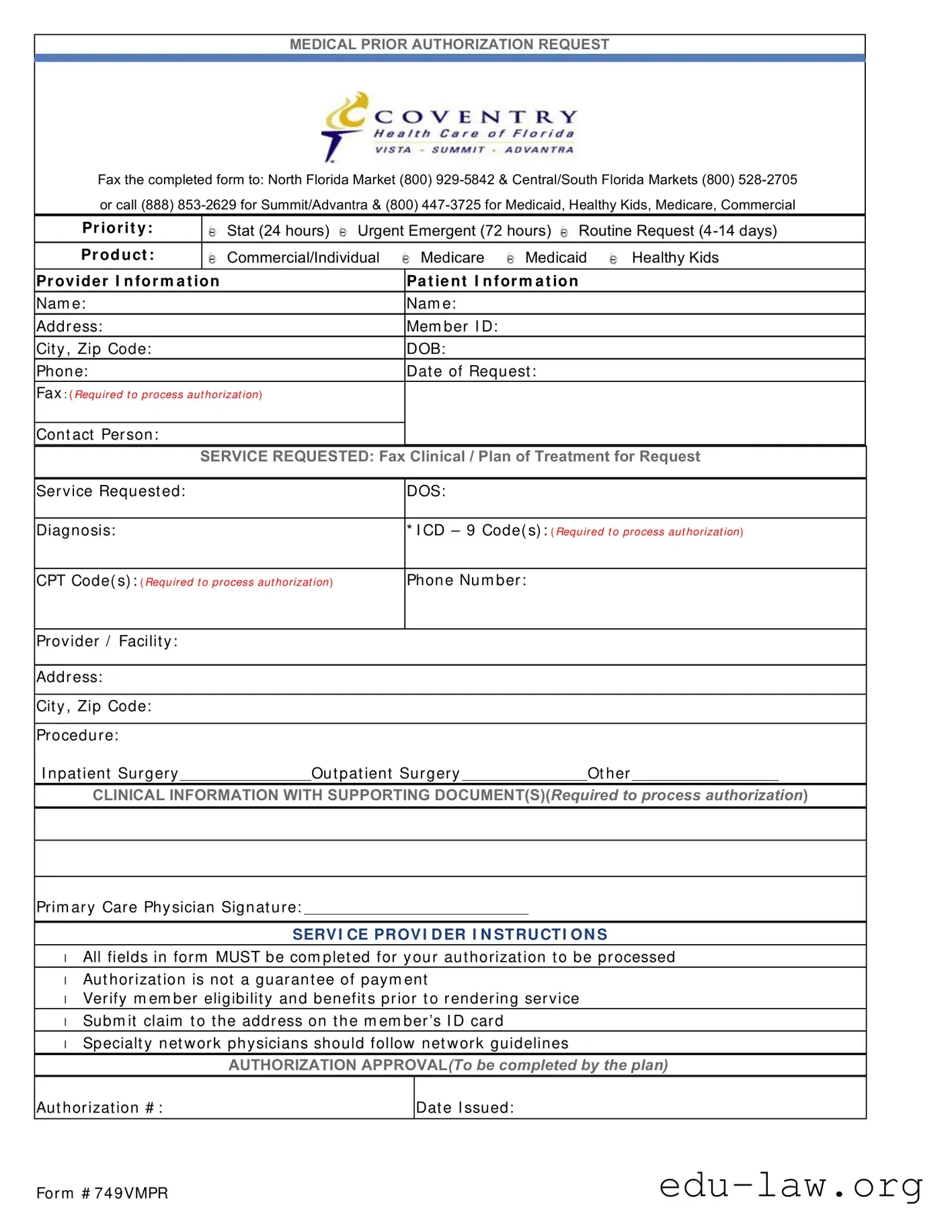 Fill in Your Coventry Prior Authorization Template
