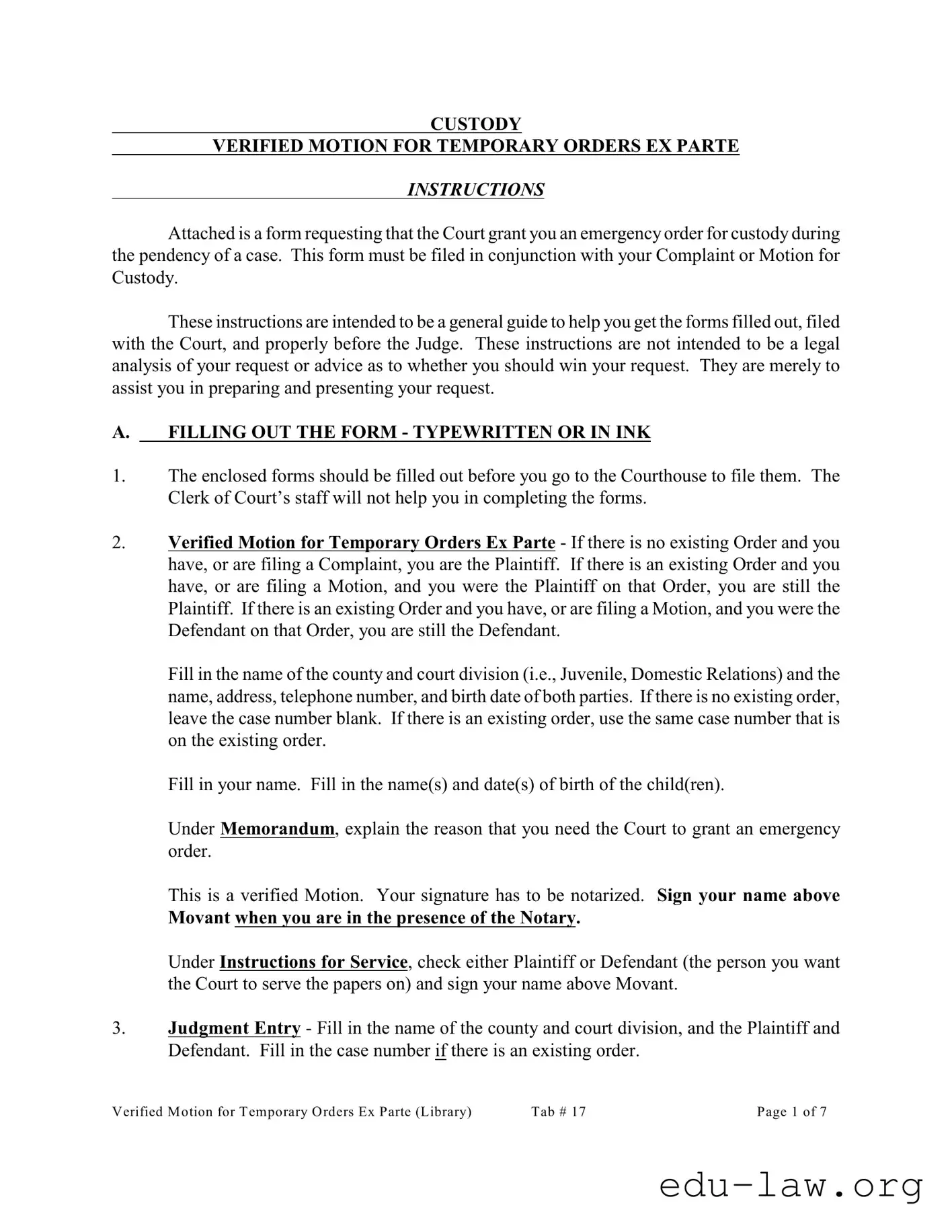 Fill in Your Ex Parte Temporary Custody Order Ohio Template