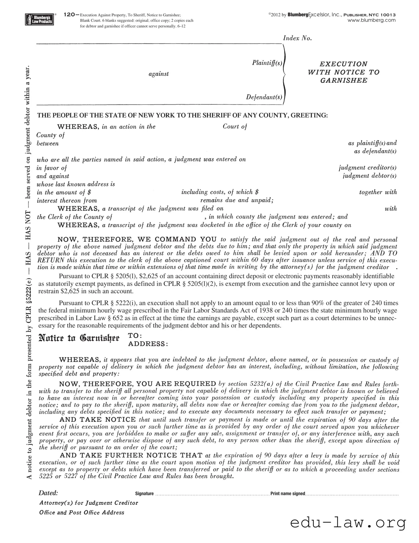 Fill in Your Blumberg 120 Template