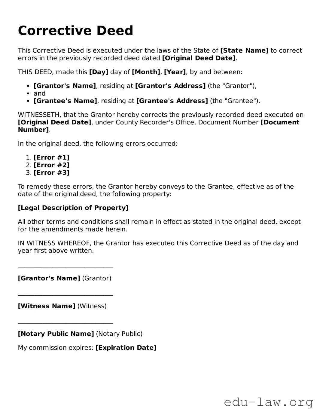 Corrective Deed Template