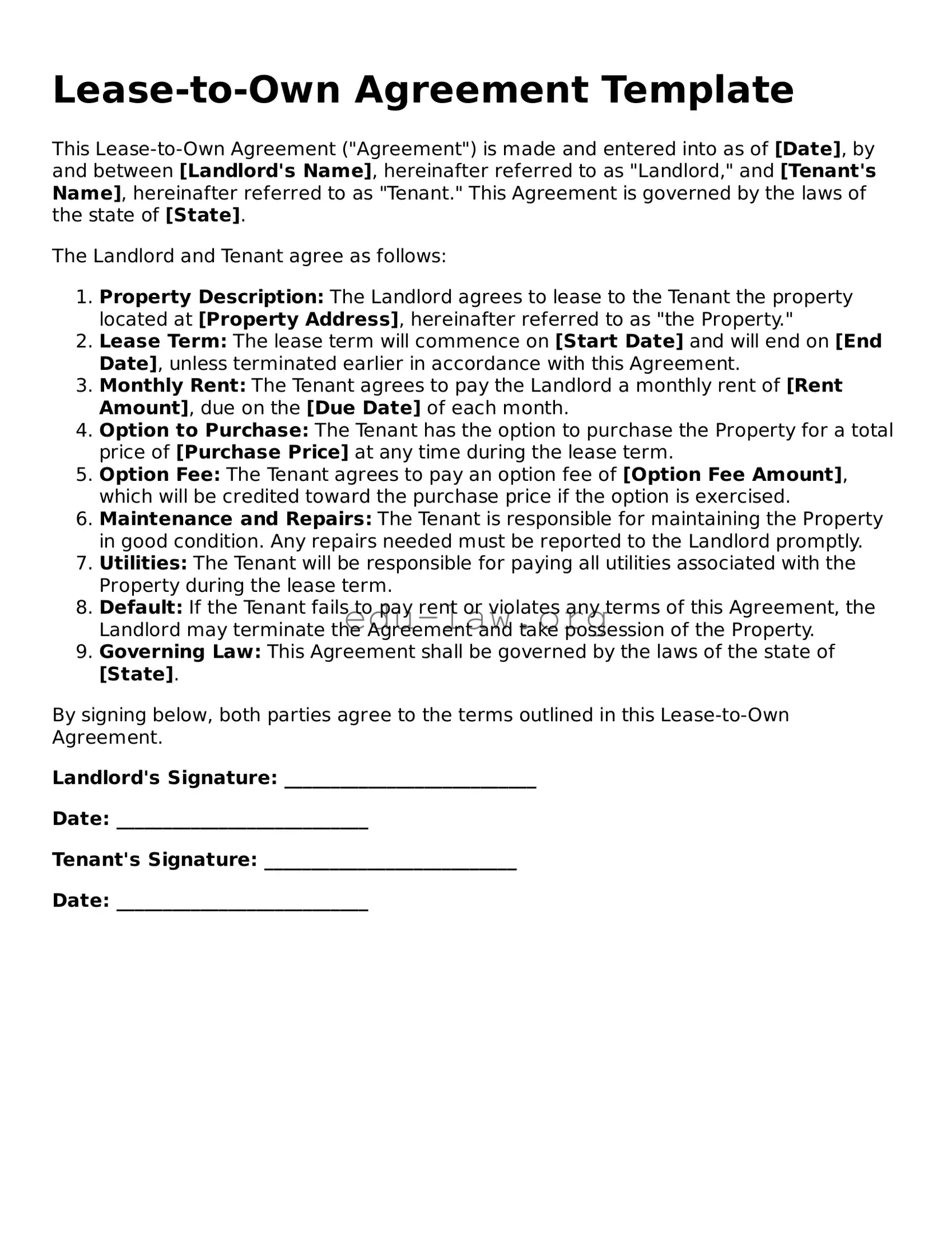 Lease-to-Own Agreement Template