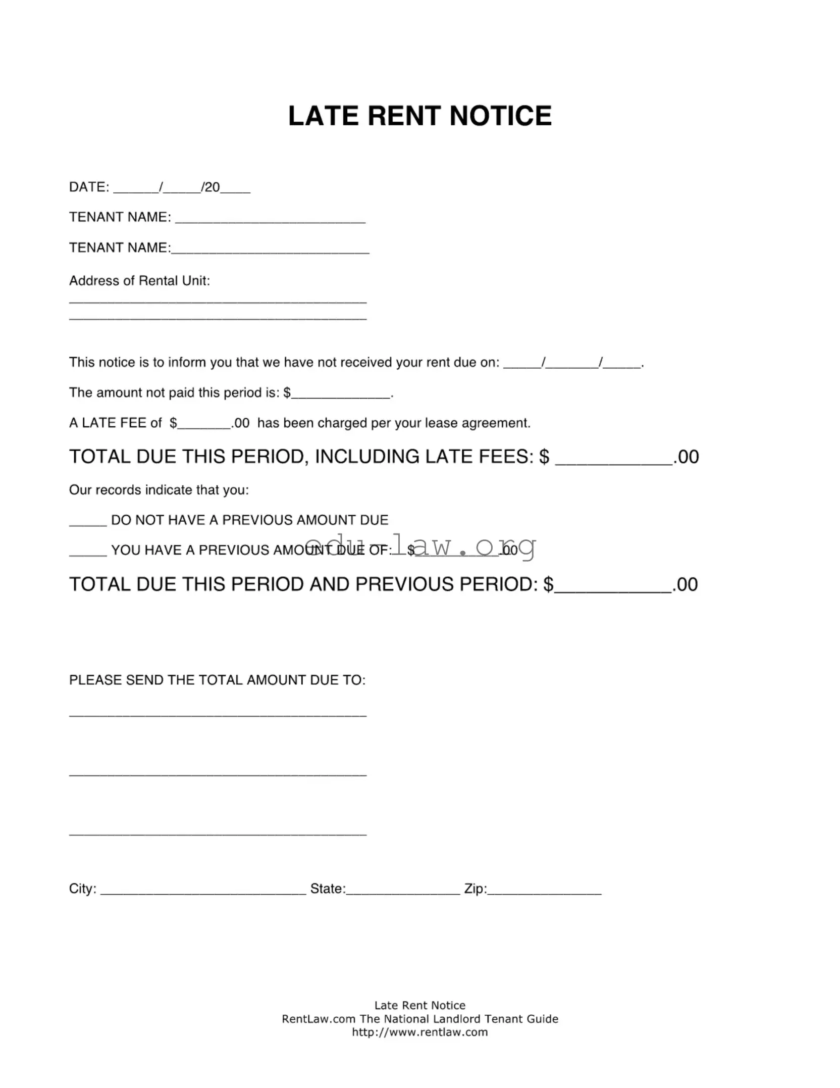 Fill in Your Late Rent Letter Template