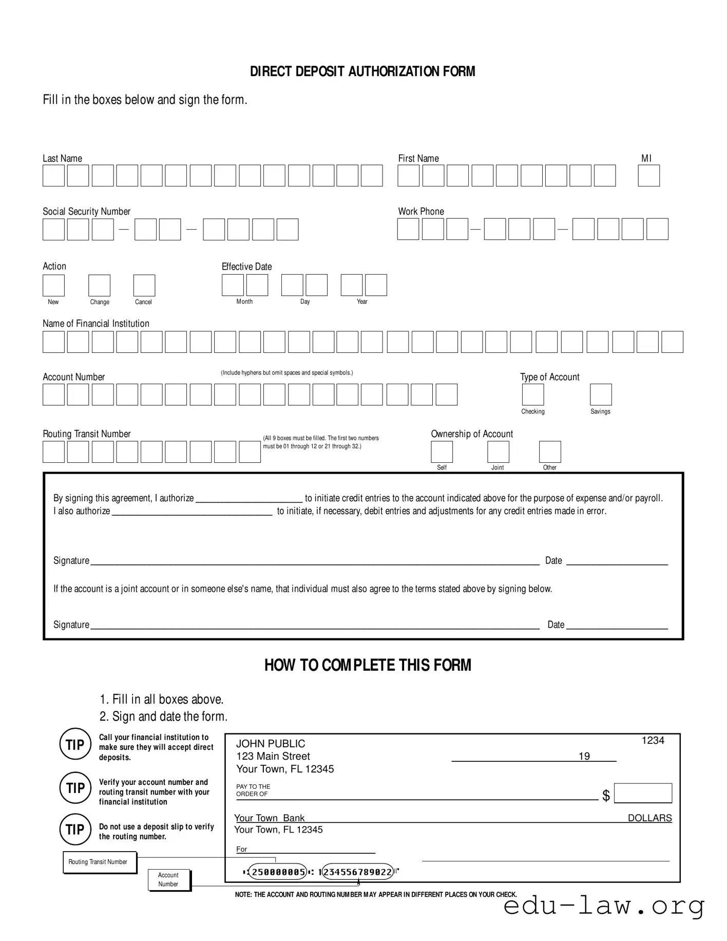 Fill in Your Generic Direct Deposit Template