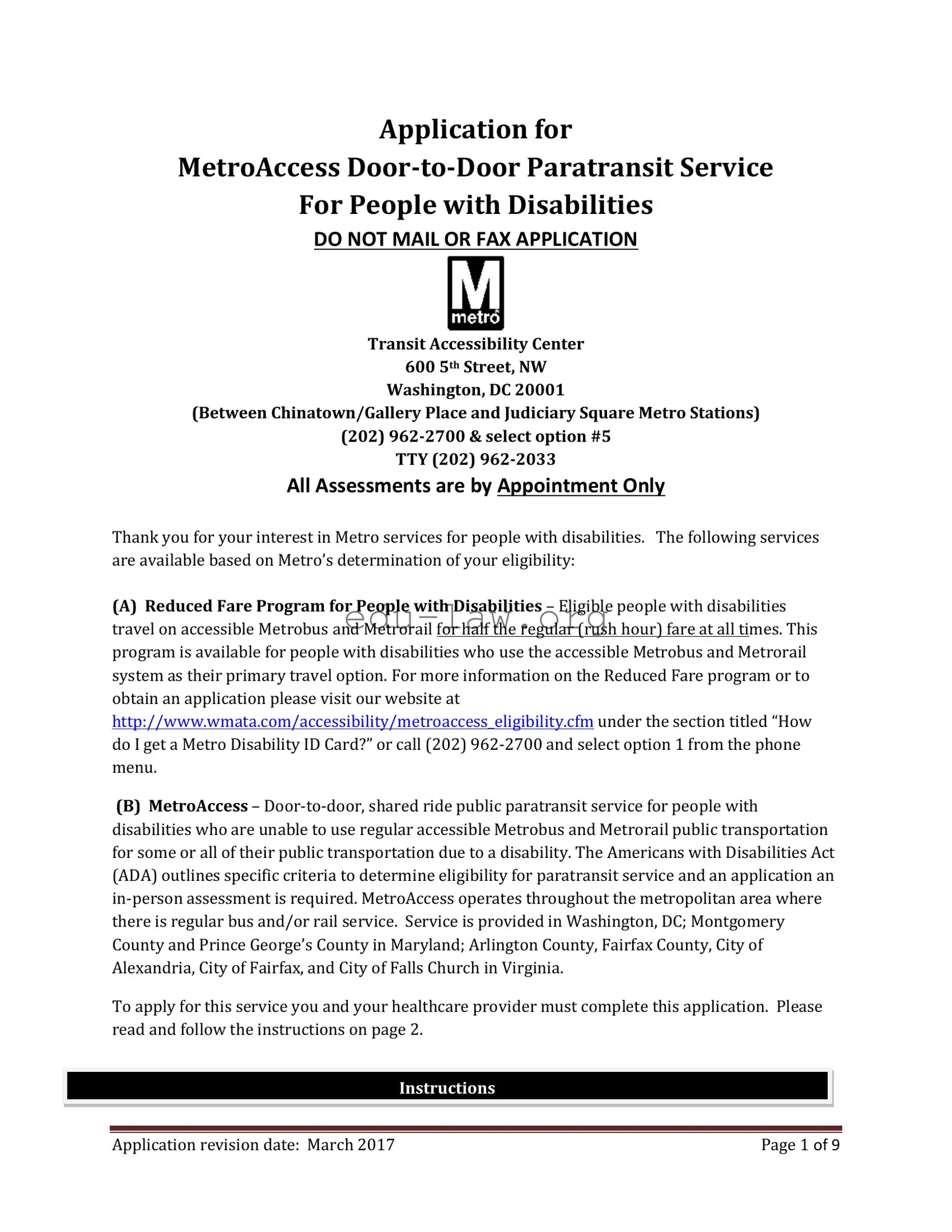 Fill in Your Metro Access Application Template