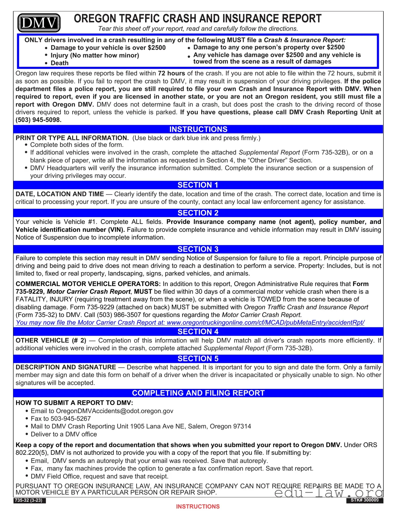Fill in Your Oregon Dmv Accident Report Template