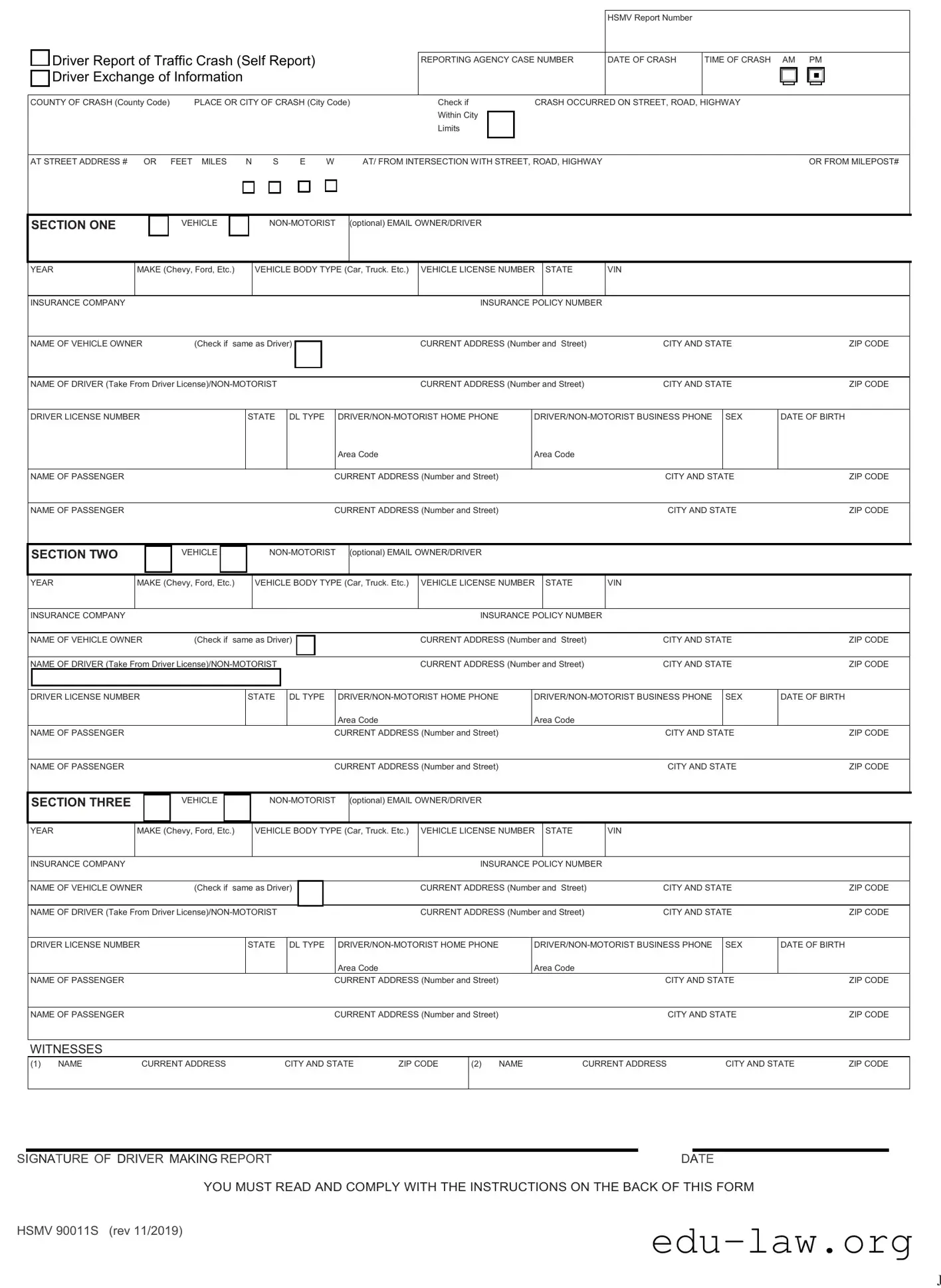 Fill in Your Florida Traffic Crash Report Template