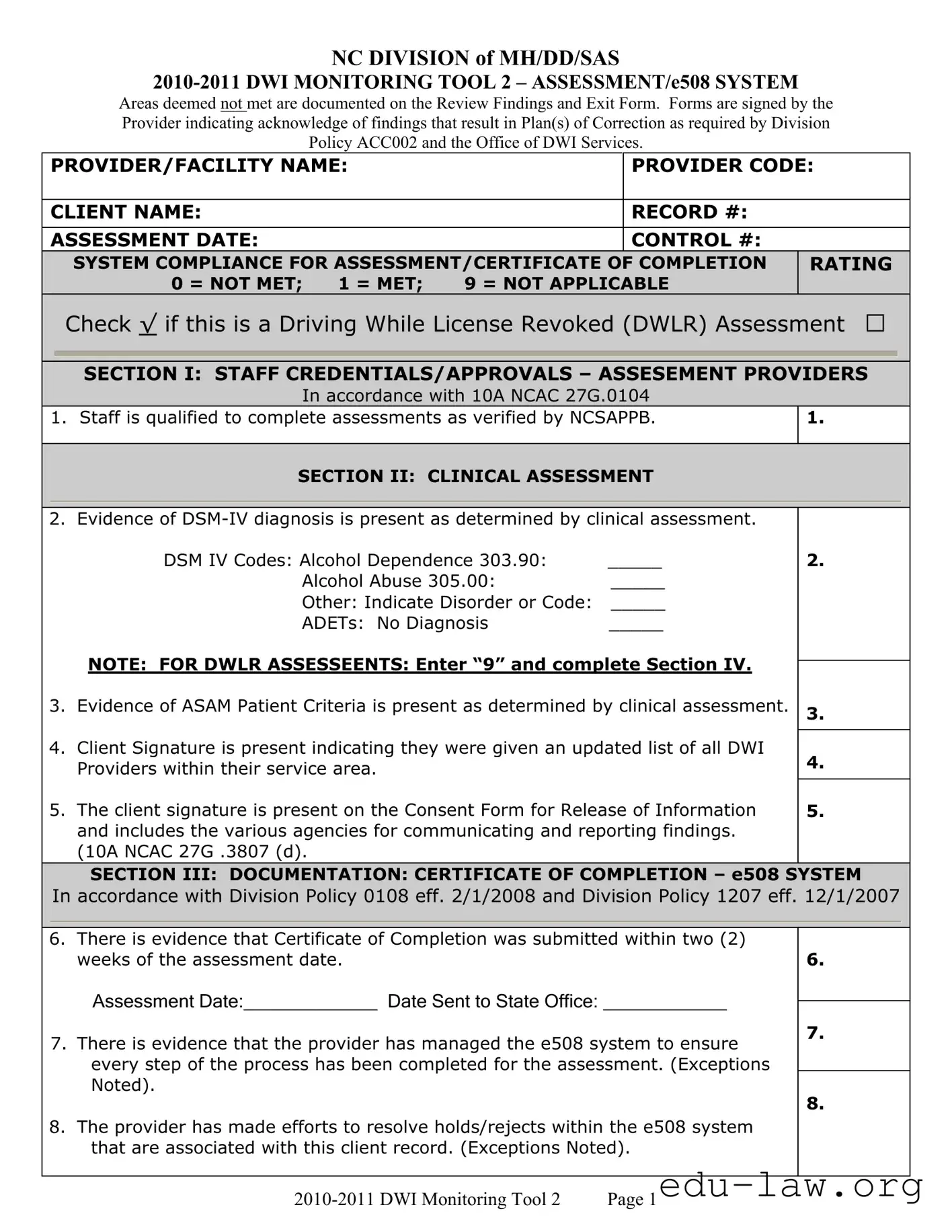 Fill in Your 508 From Nc Dwi Services Template