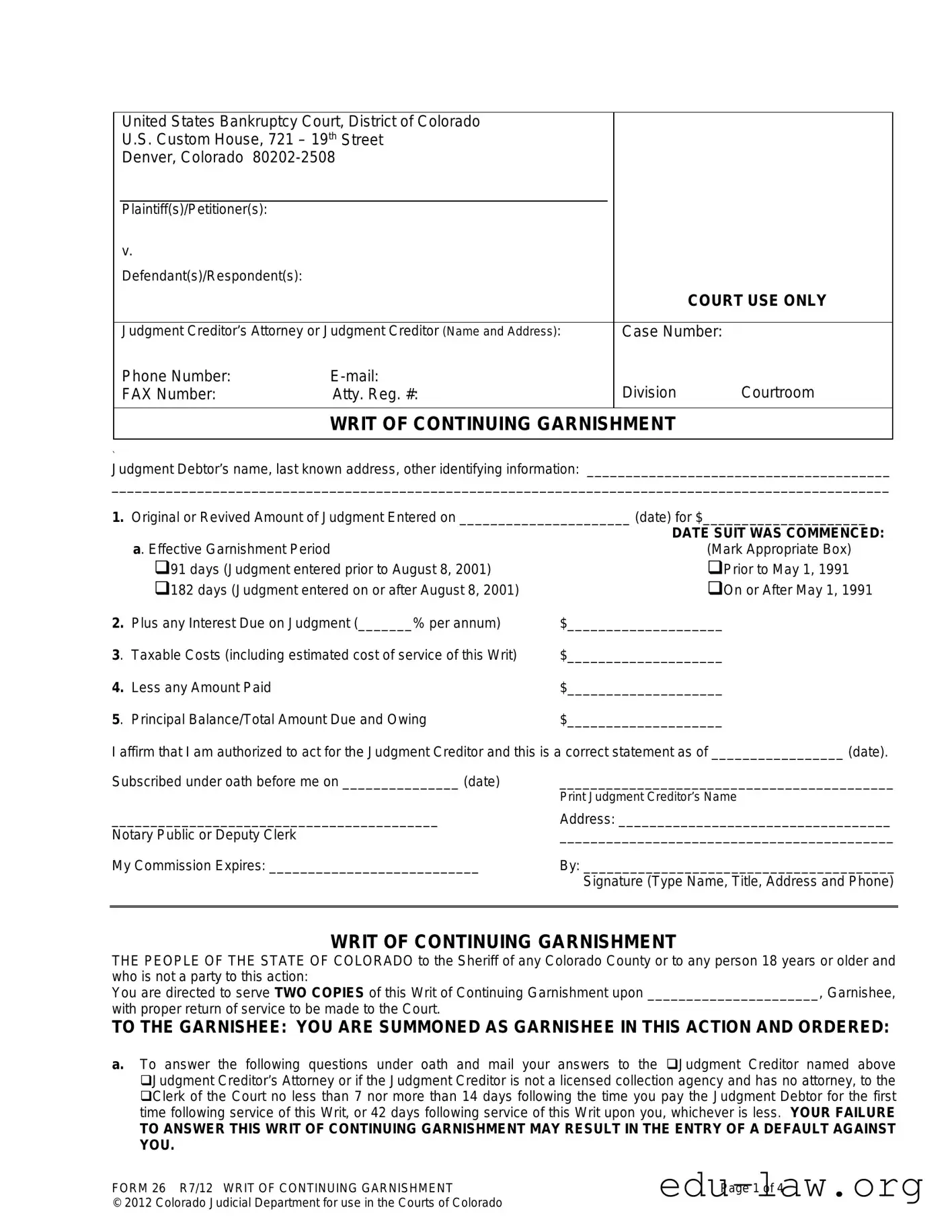 Fill in Your Colorado 26 Template