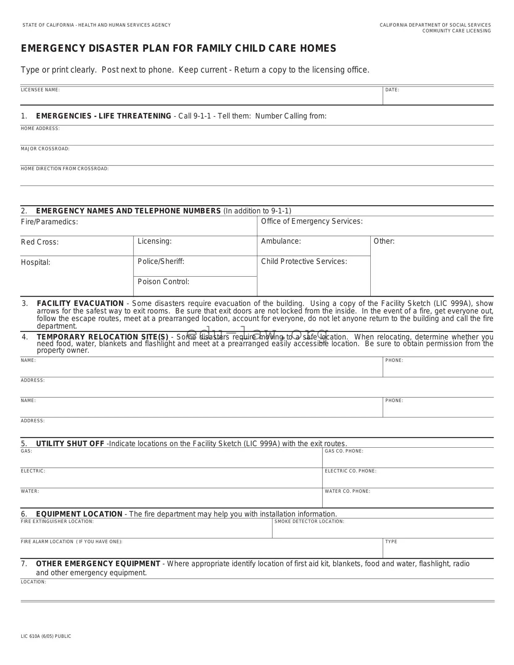 Fill in Your Lic 610A Template