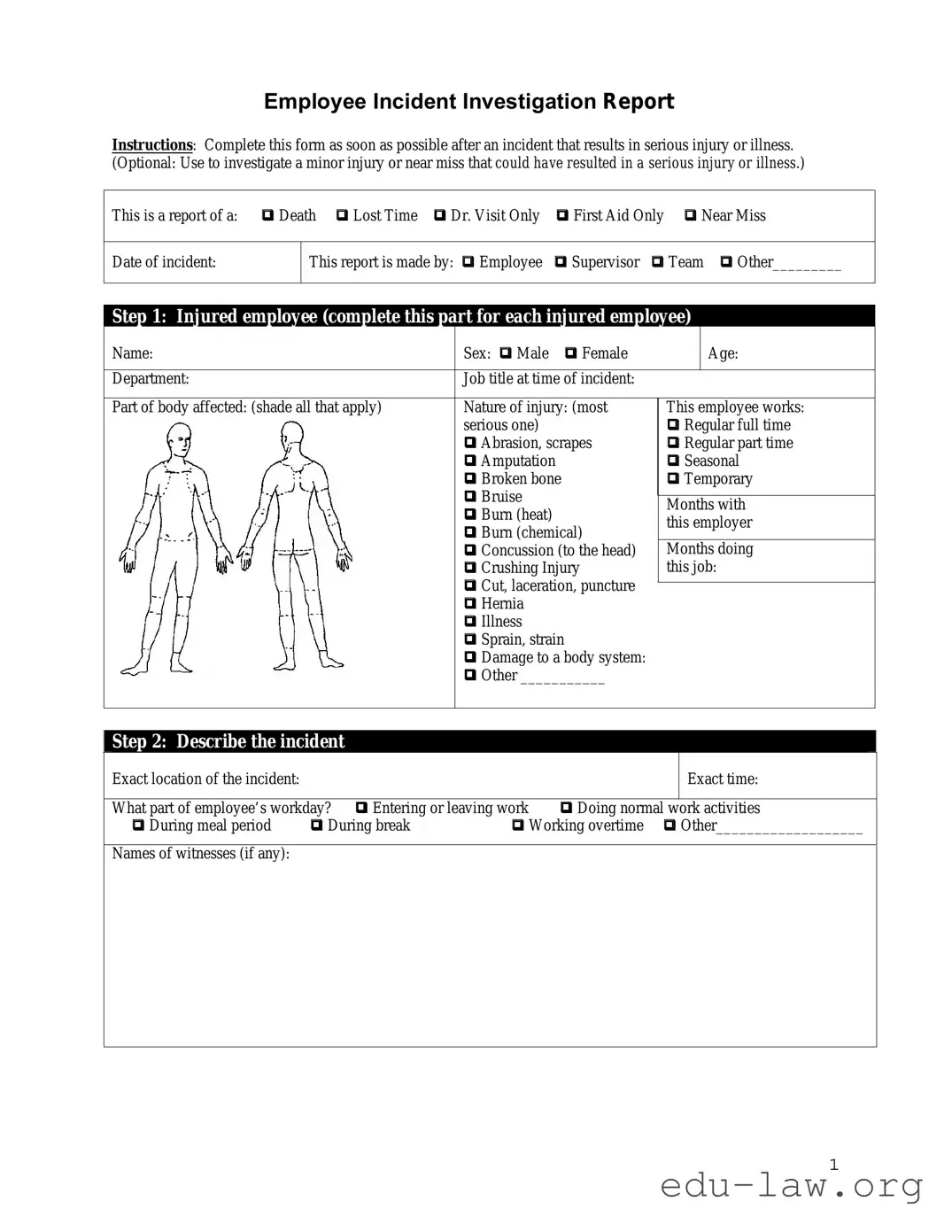 Fill in Your Employee Accident Report Template